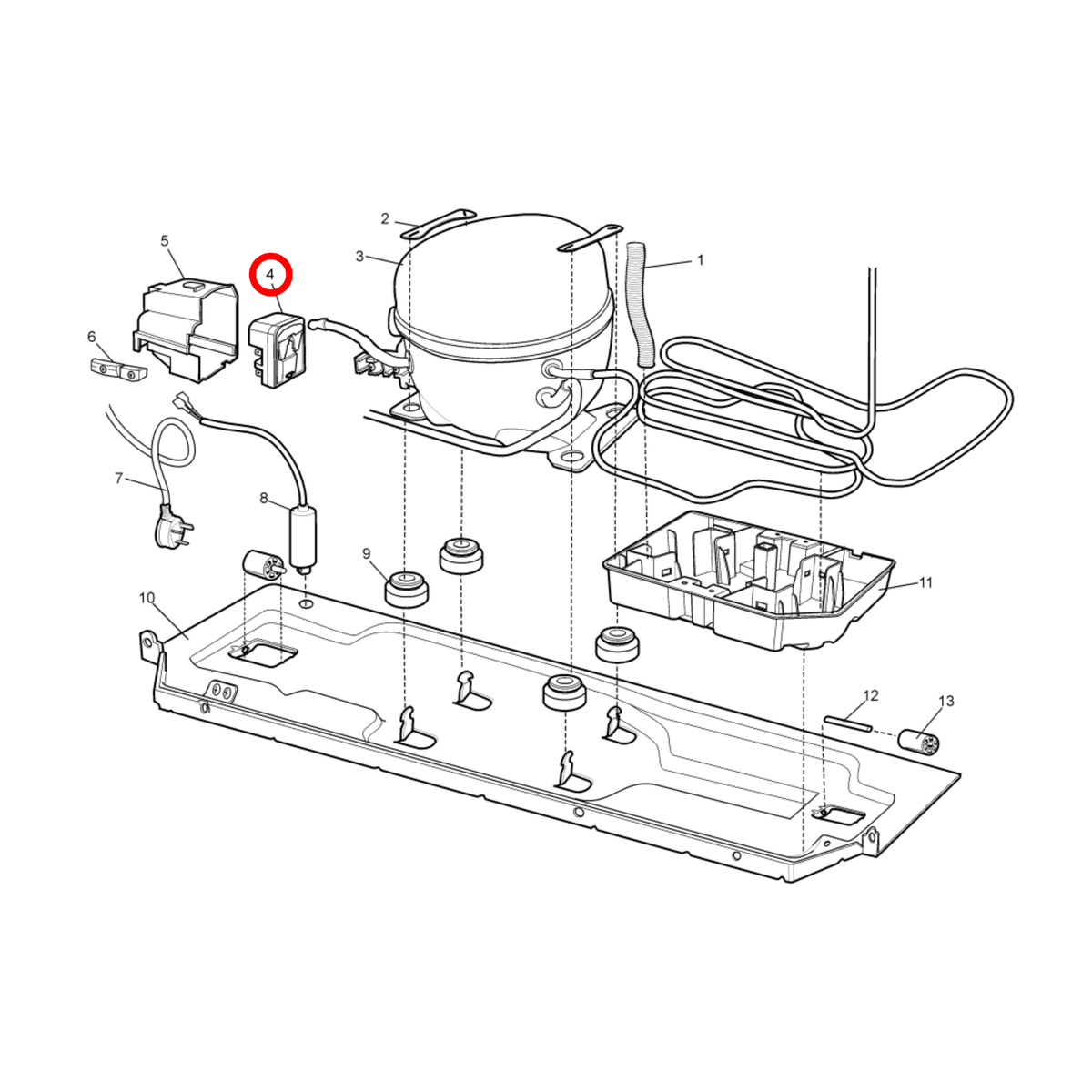 Parts diagram showing 2425118243 for Kelvinator & Westinghouse fridge models