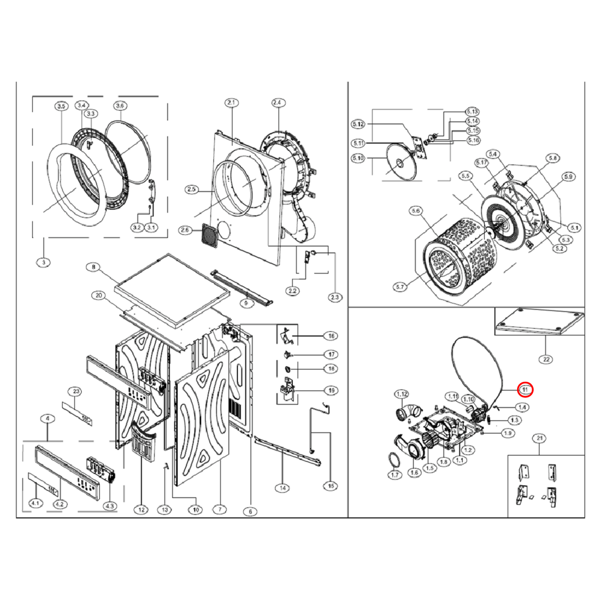 Parts diagram showing 12638200000025 for Euro & Technika dryer models