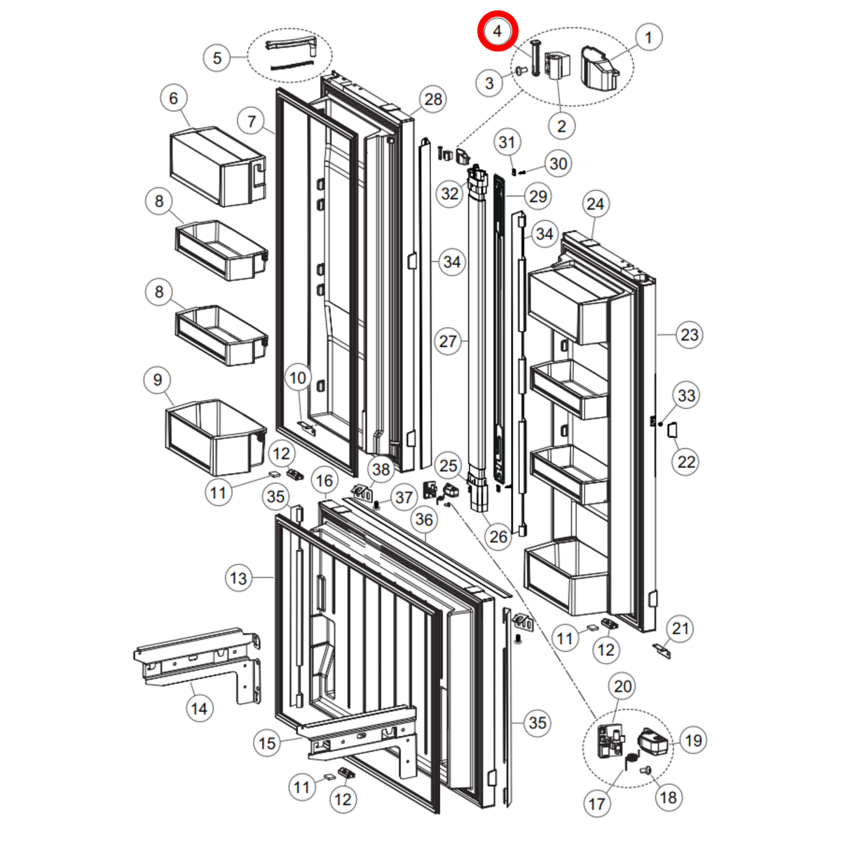 Genuine Fisher & Paykel Fridge Top Flapper Pin 837014