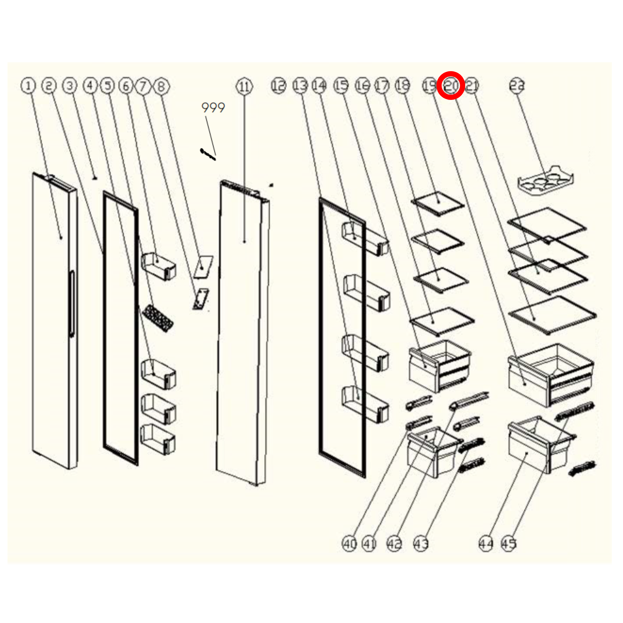 4055774824 Westinghouse Fridge Glass Shelf - 4055563870