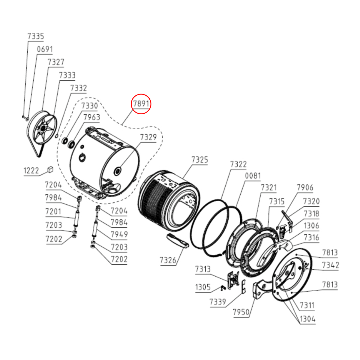 Genuine Asko Washing Machine Drum Assembly 558885