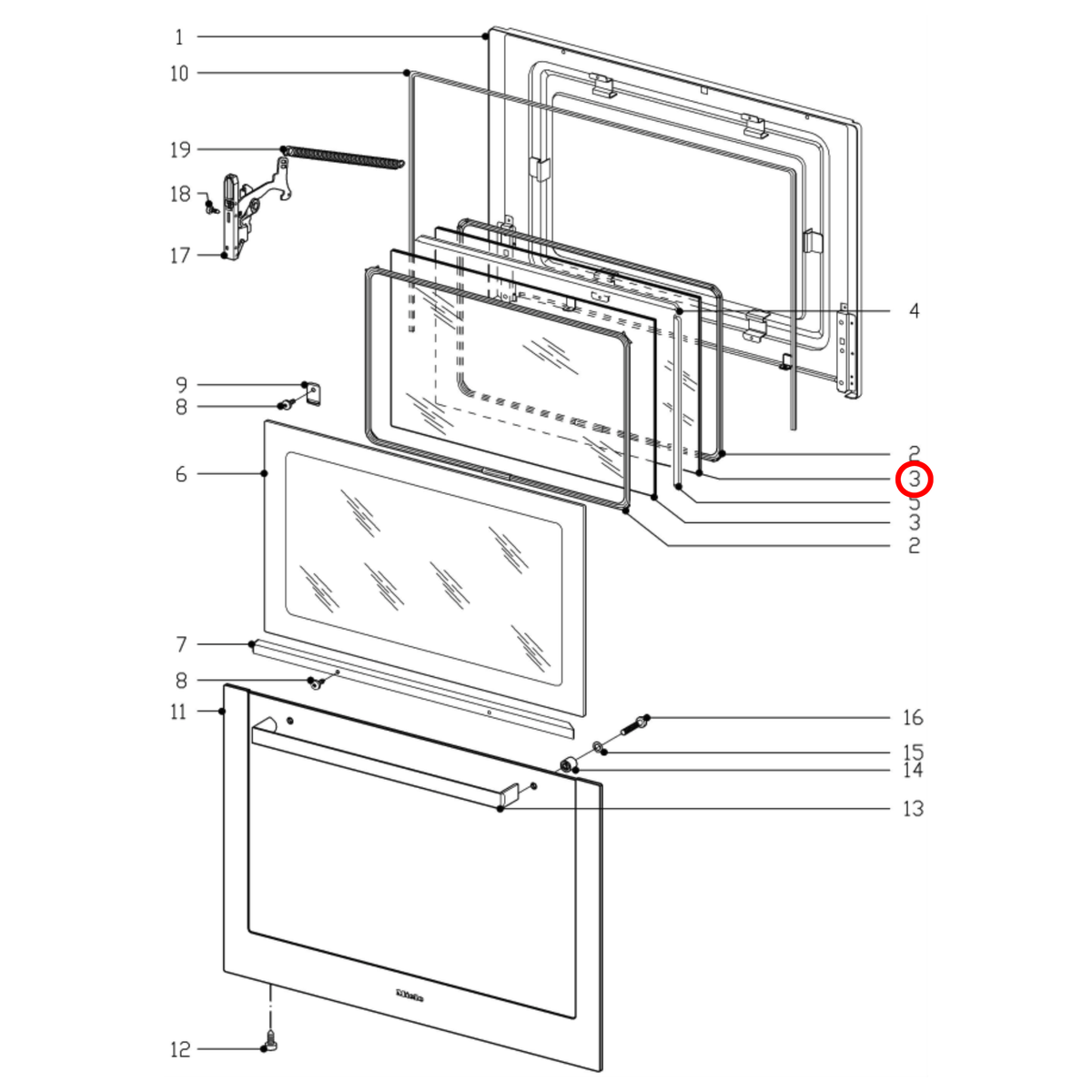 Genuine Miele Oven Door Inner Glass 6890070