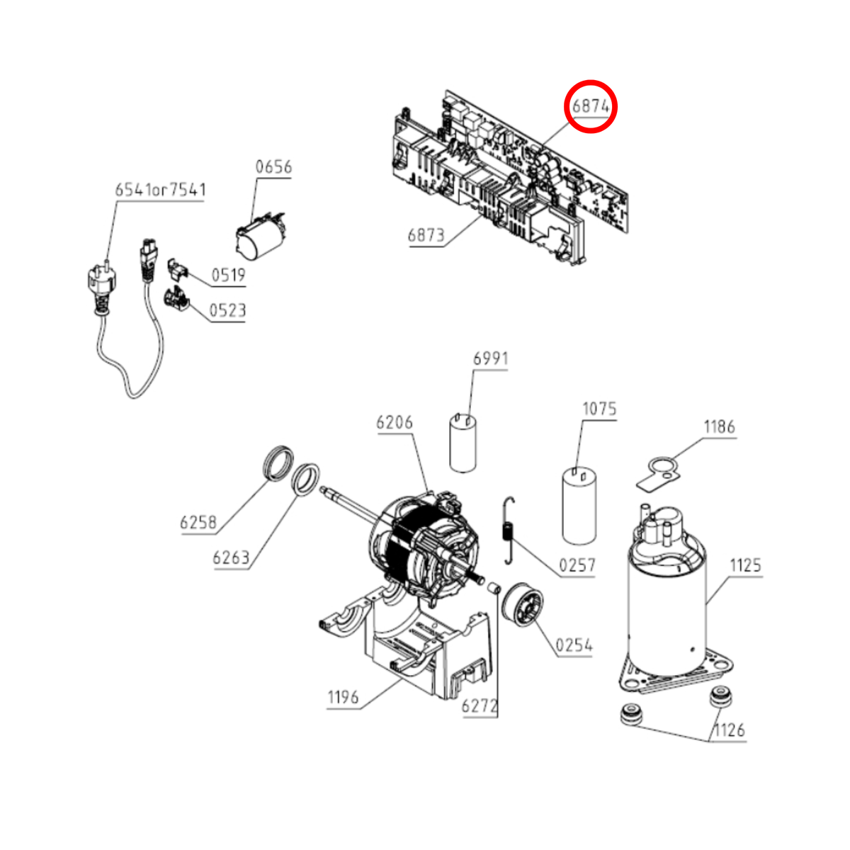 Parts diagram showing 591968 for Asko dryer models
