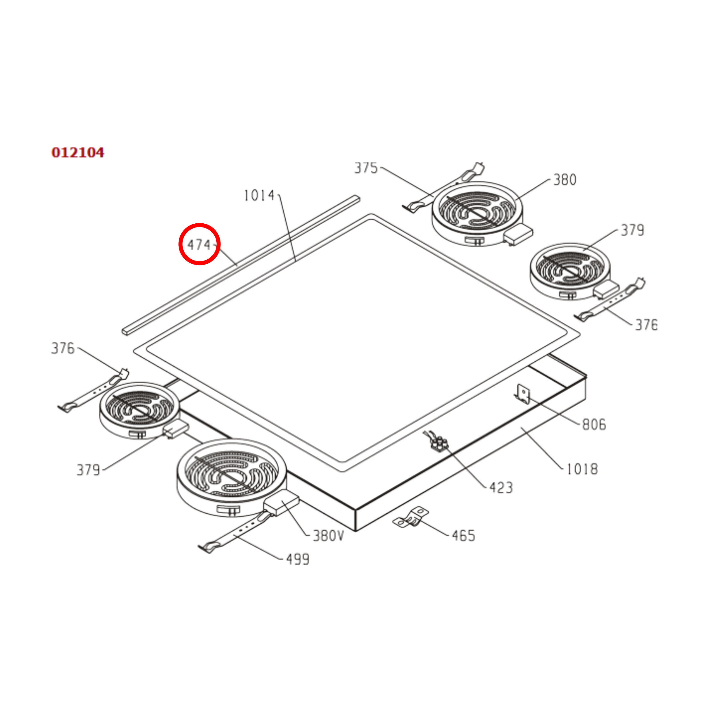 288509 Asko, Gorenje Cooktop Seal 3M
