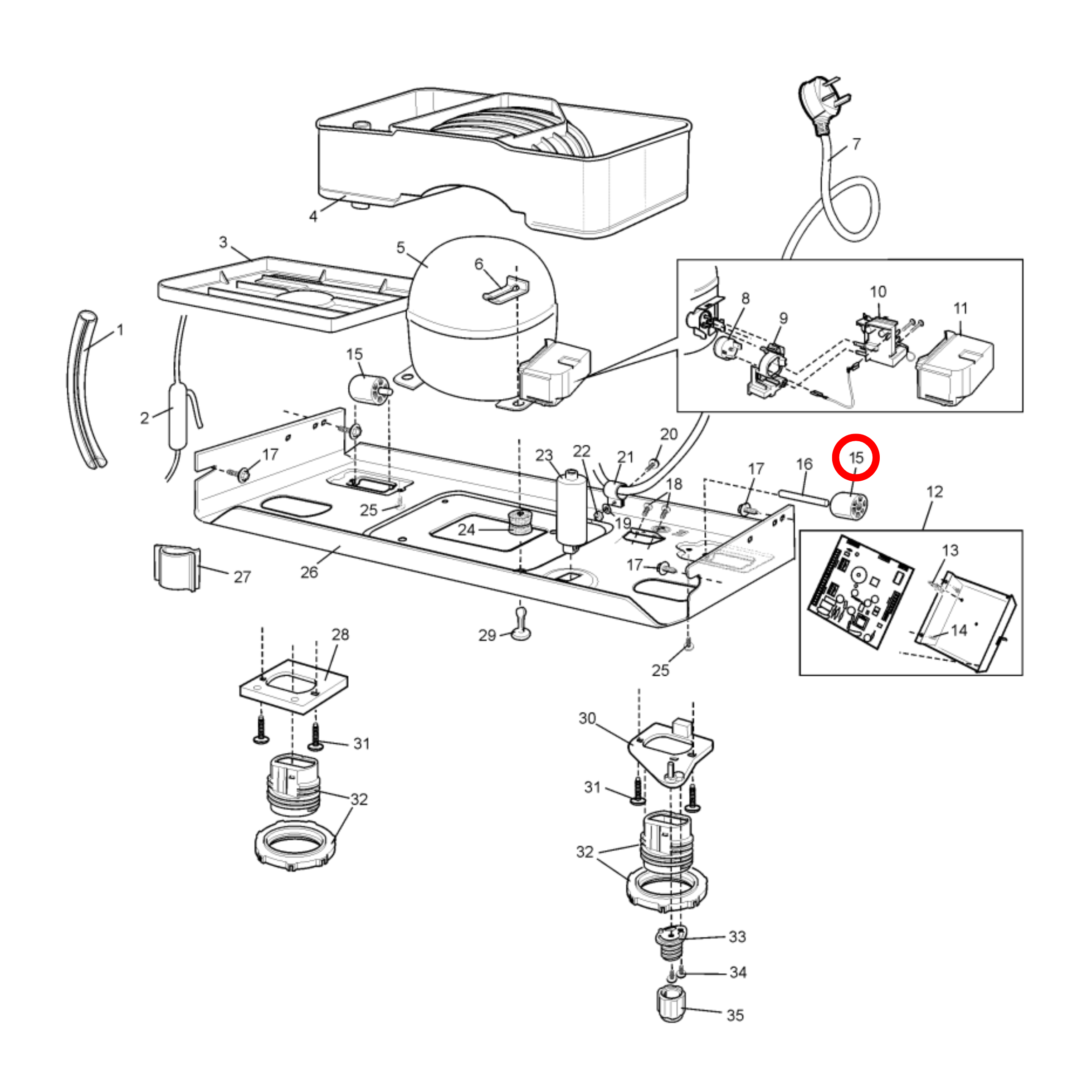 50291298003 Electrolux, Kelvinator, Westinghouse Fridge Rear Roller Grey - 1449731
