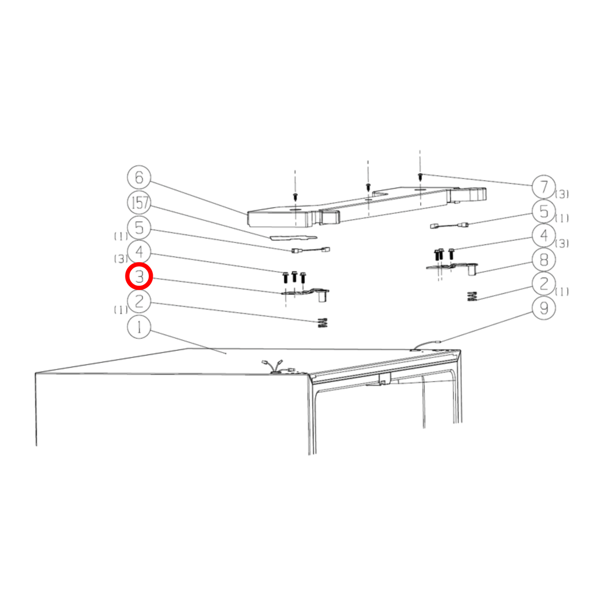 Parts diagram showing K1539141 for Hisense fridge models