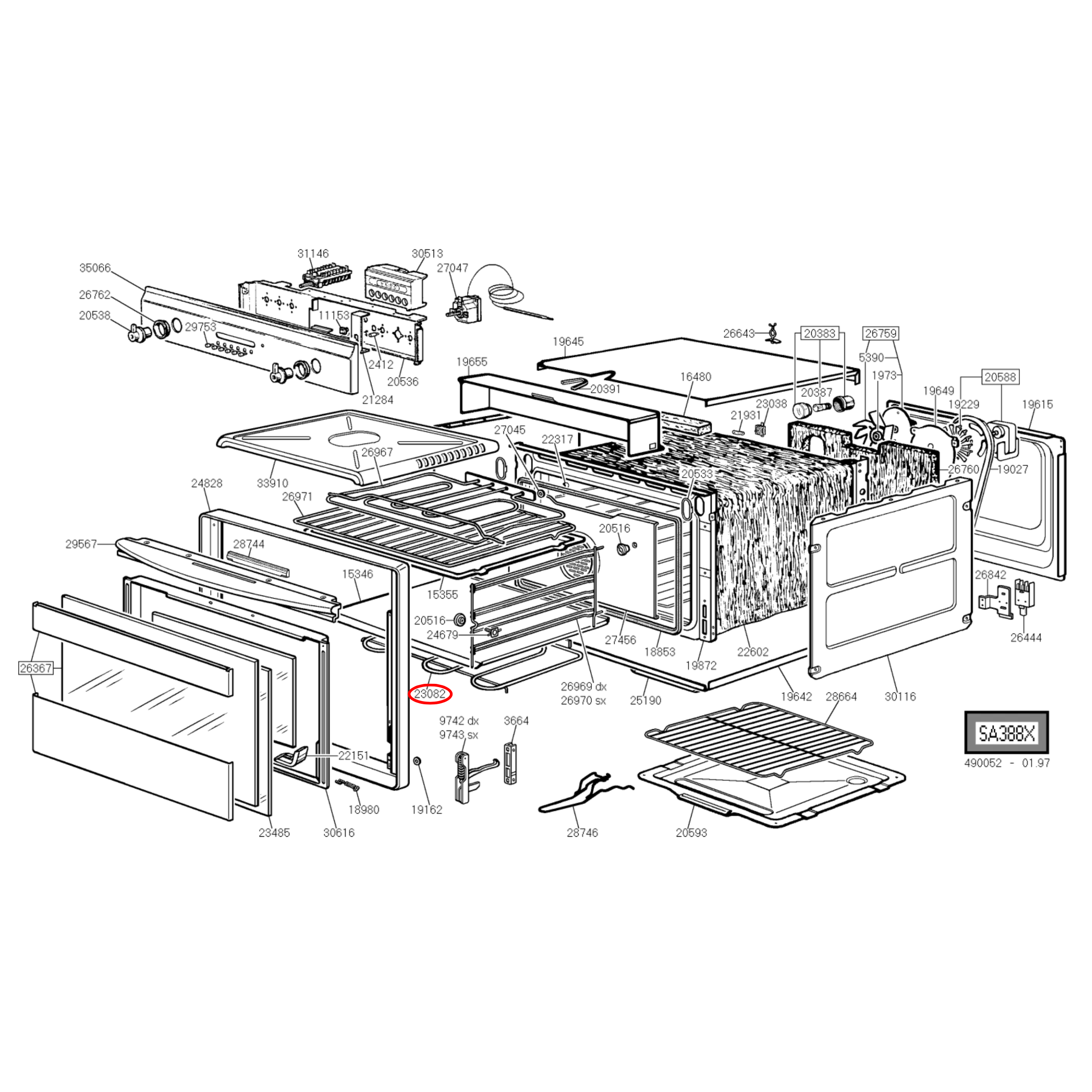 806890366 Smeg Oven Heating Element - 806890261, 806890084