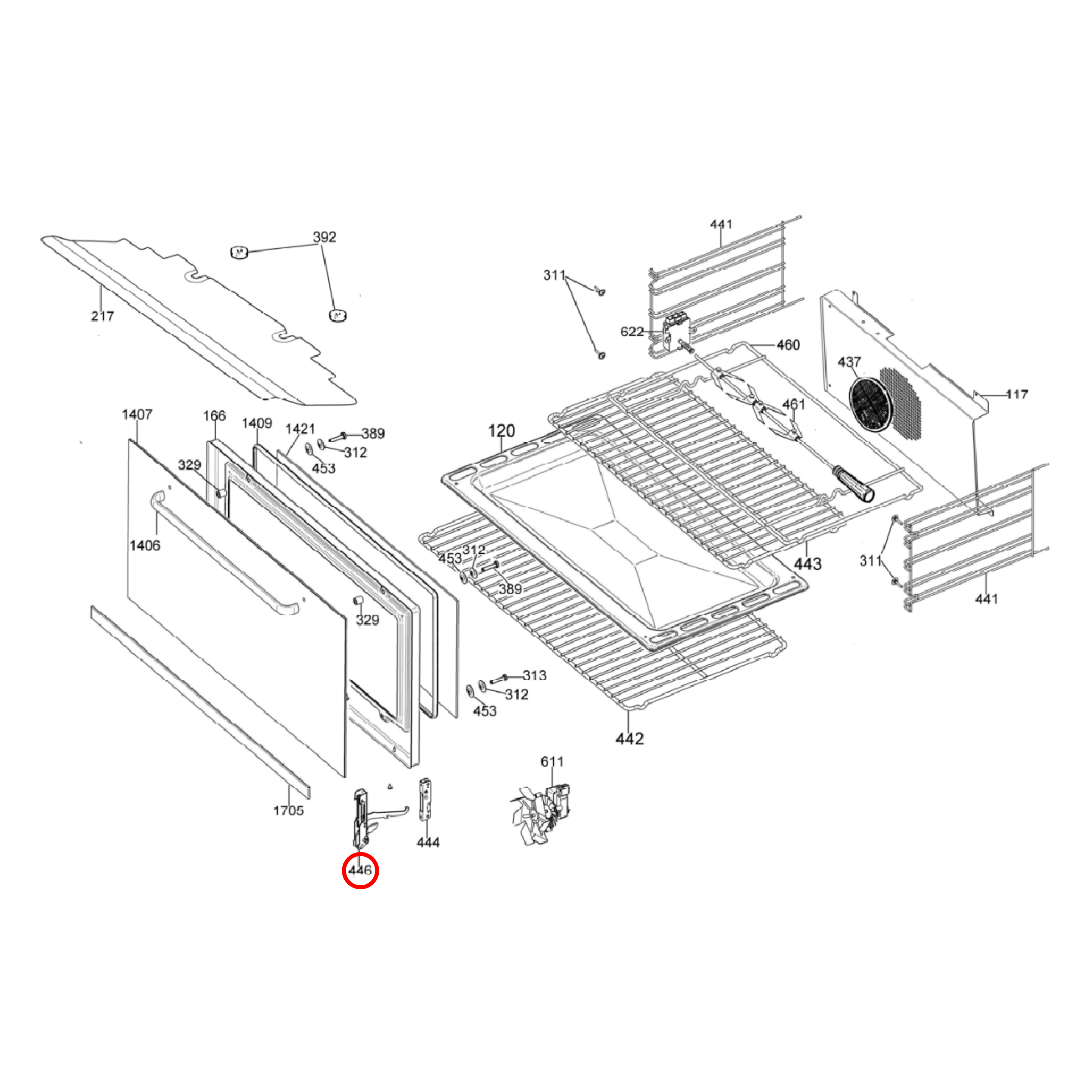 405098 Baumatic, Euromaid, Omega Oven Door Hinge Pair - 405039