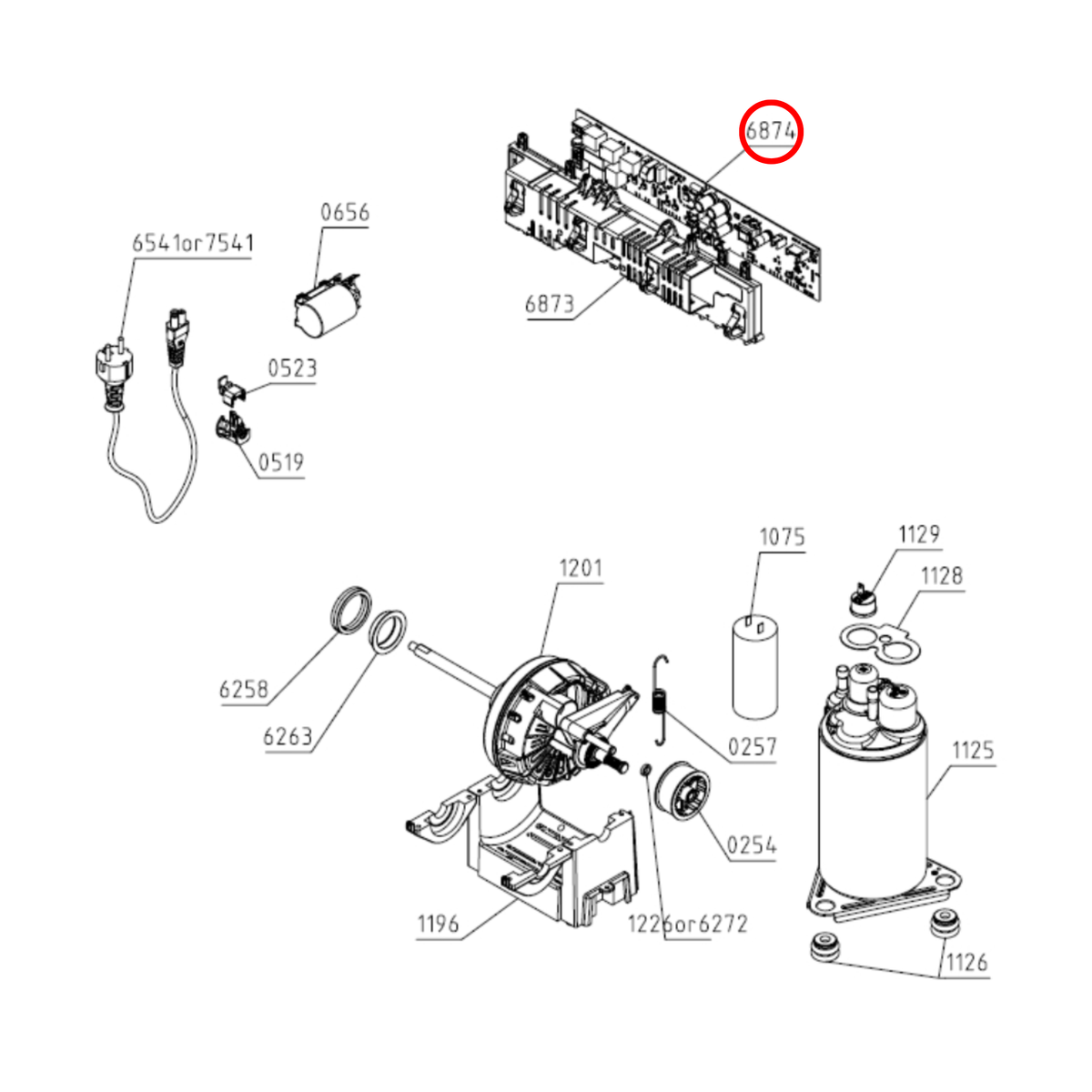 Parts diagram showing 591962 for Asko dryer models