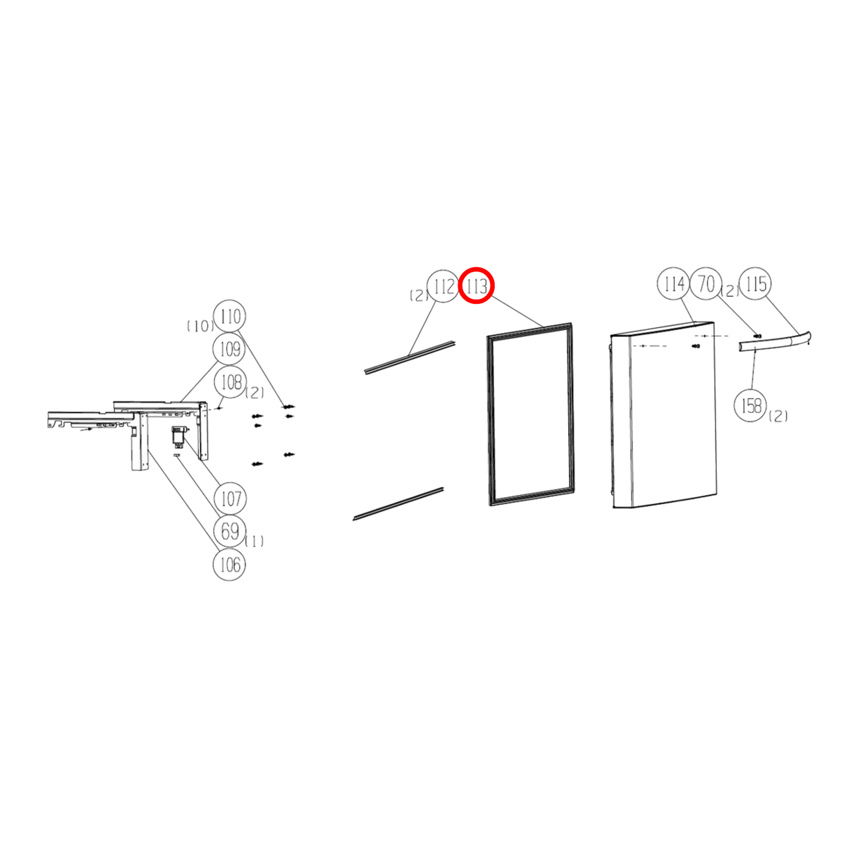 Parts diagram showing K1539314 for Hisense fridge models