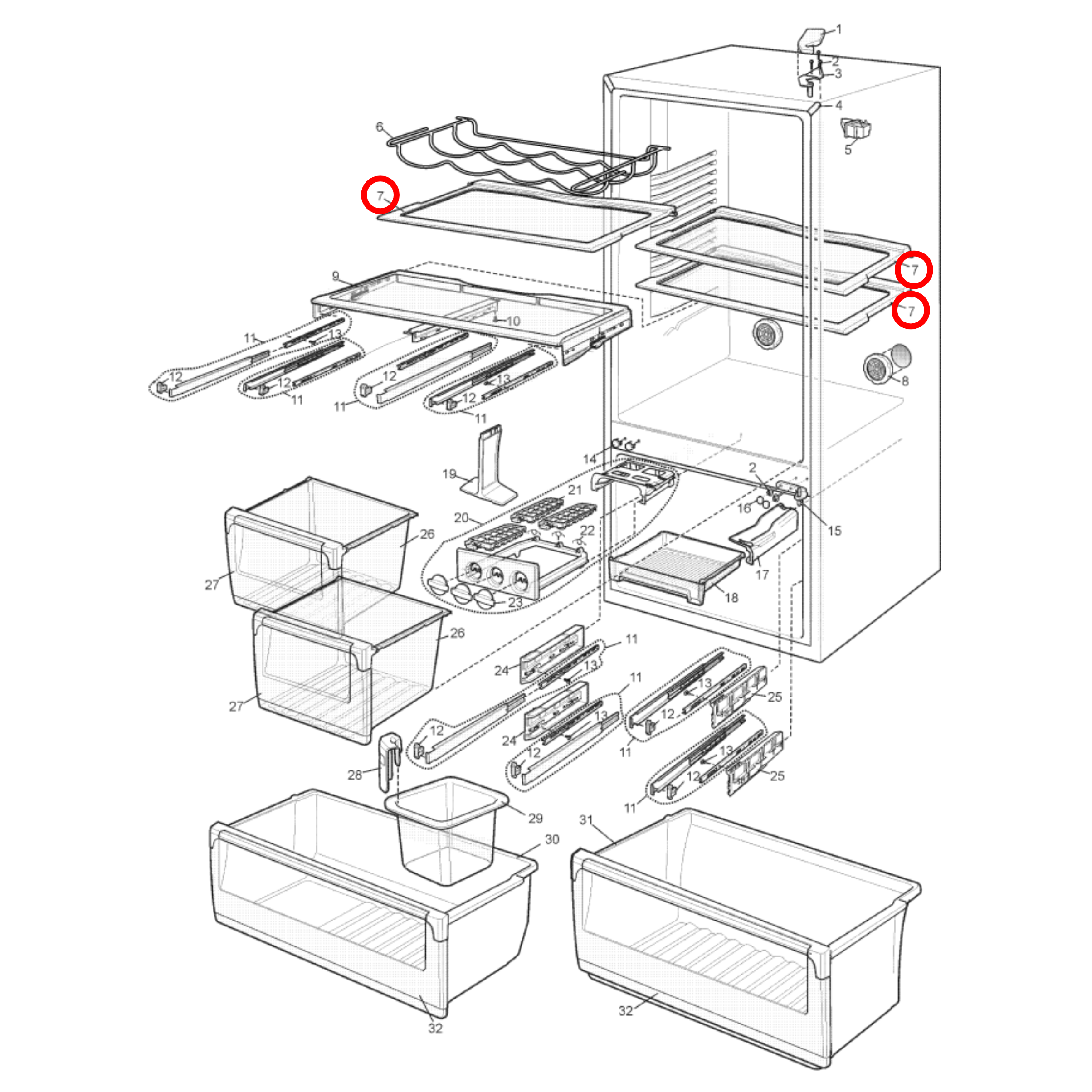 4055922852 Electrolux, Westinghouse Fridge Glass Shelf - 1460418