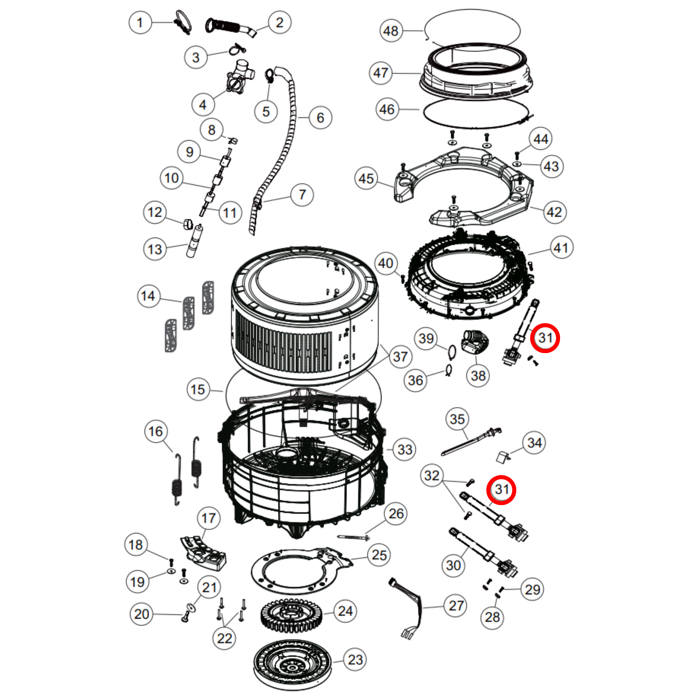 H0020808145F Fisher & Paykel, Haier Front Load Washing Machine Shock Absorber 80N