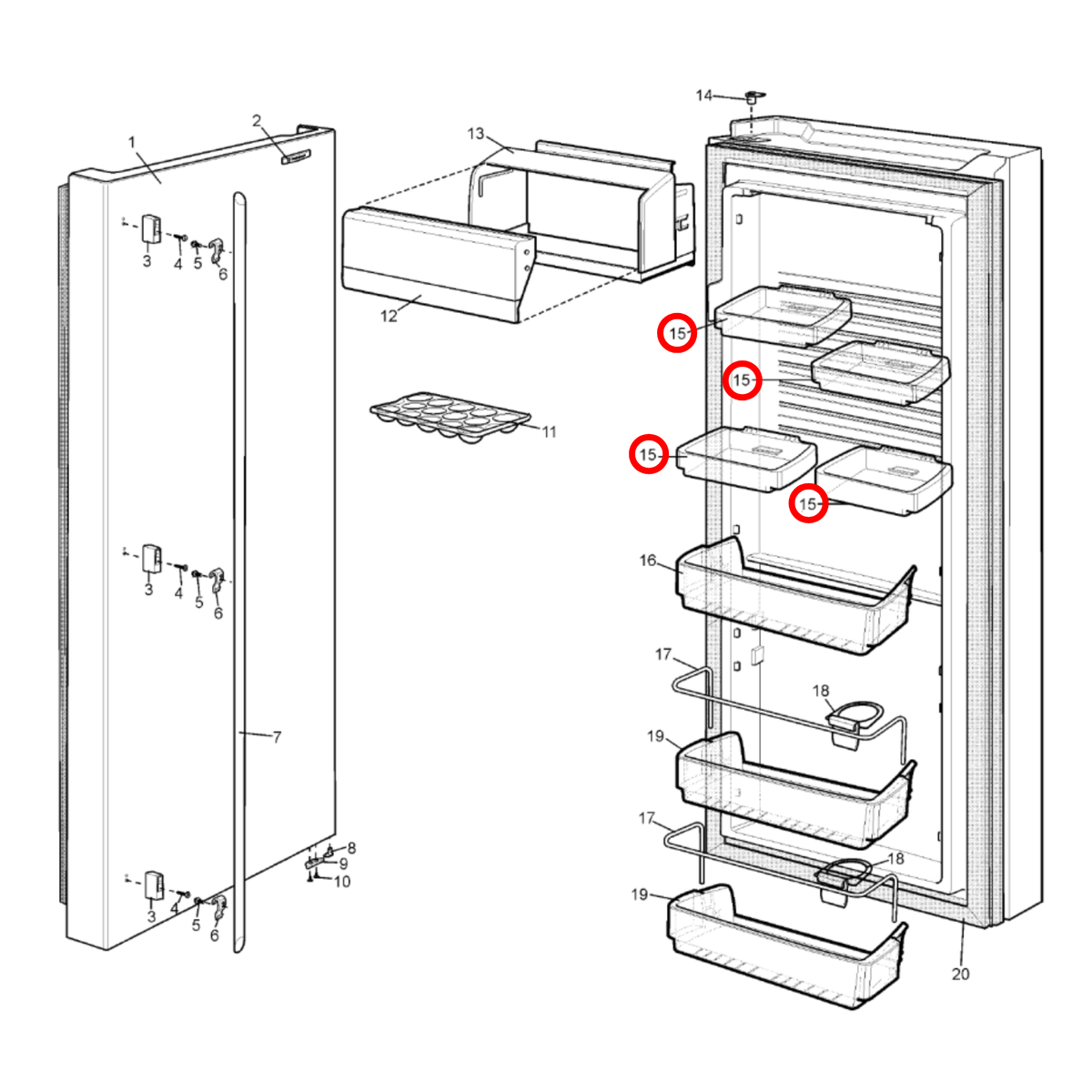 1760008742 Electrolux Fridge Bin Door Half Width - image 2
