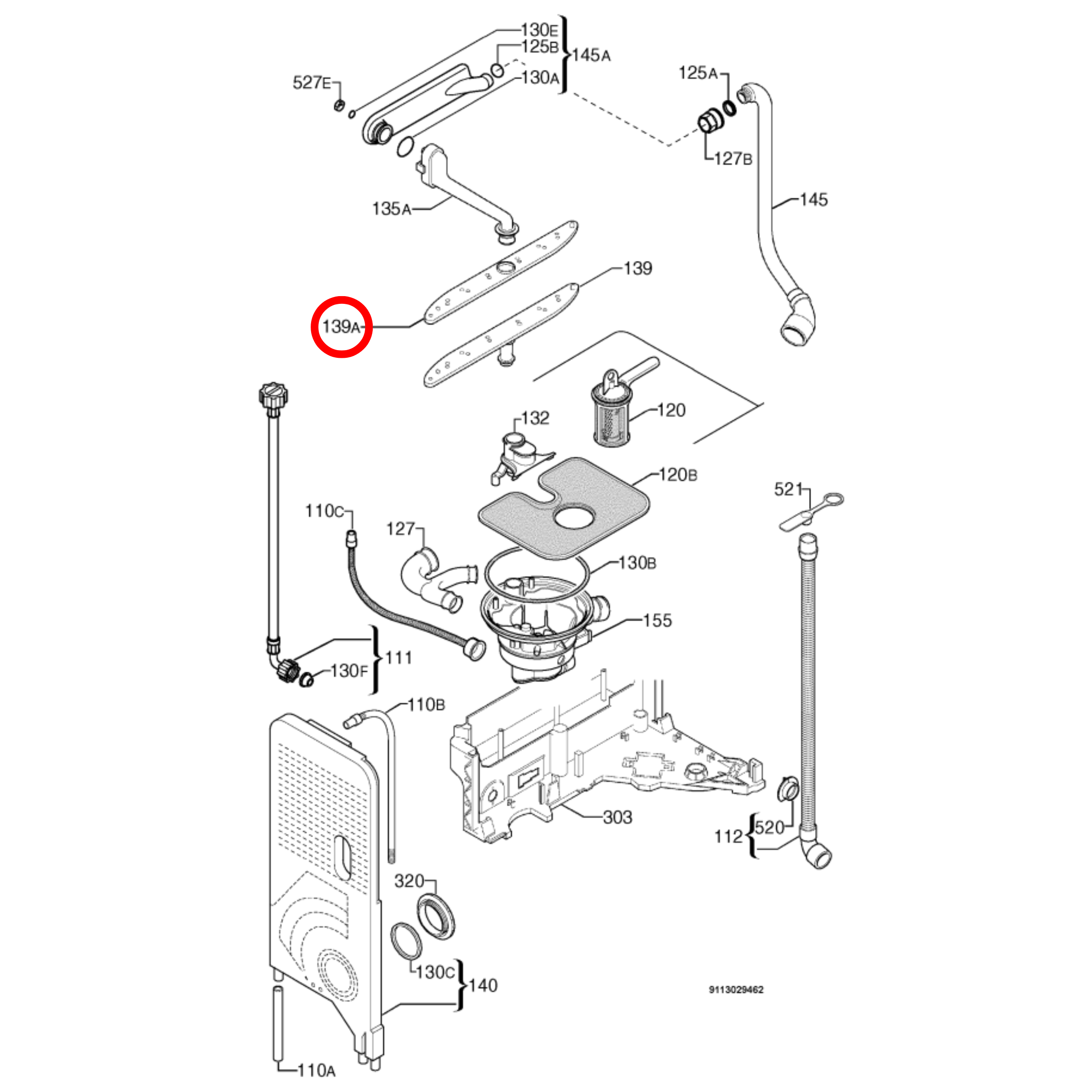 1526520216 Westinghouse Dishwasher Upper Spray Arm