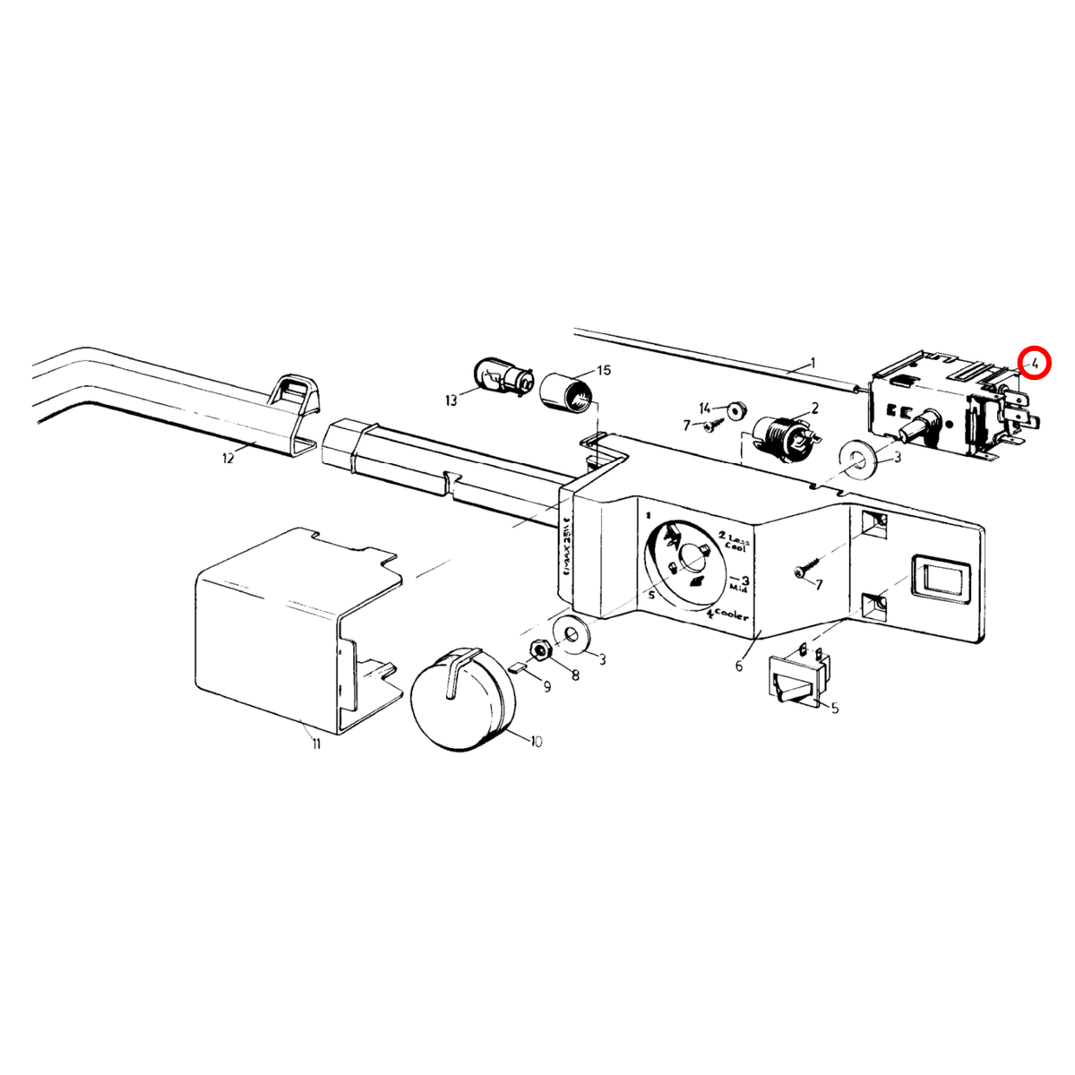 Parts diagram showing 85814131414 for Kelvinator & Westinghouse fridge models
