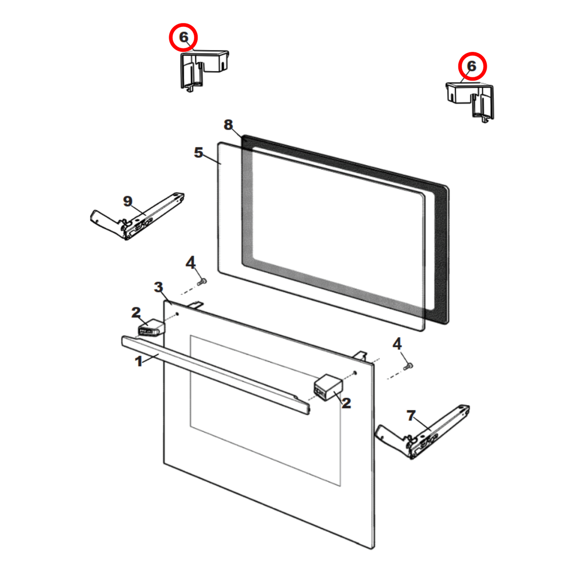 Parts diagram showing 4055549168 for Chef oven models