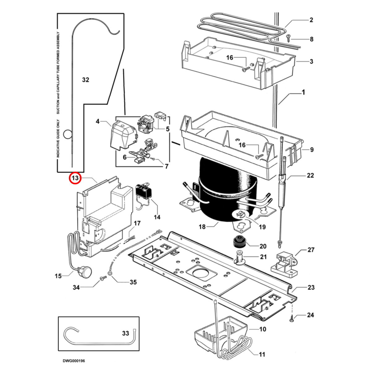 Parts diagram showing 847189P for Fisher & Paykel fridge models