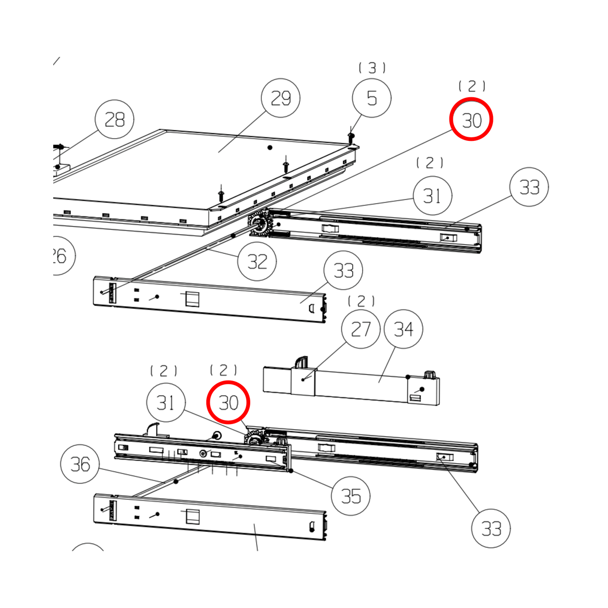 Parts diagram showing K1527694 for Hisense fridge models