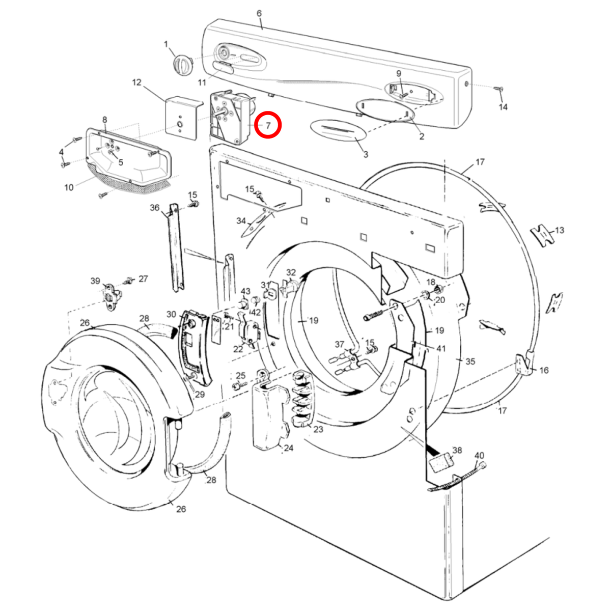 Parts diagram showing 4055578878 for Simpson dryer models