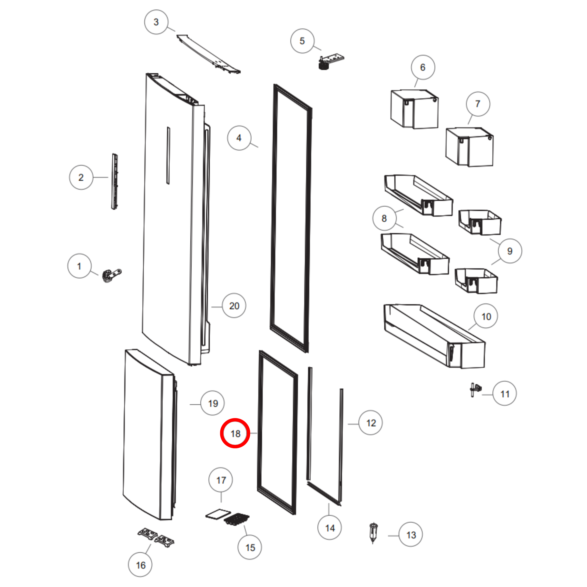 H0060851096A Haier Fridge Freezer Door Seal