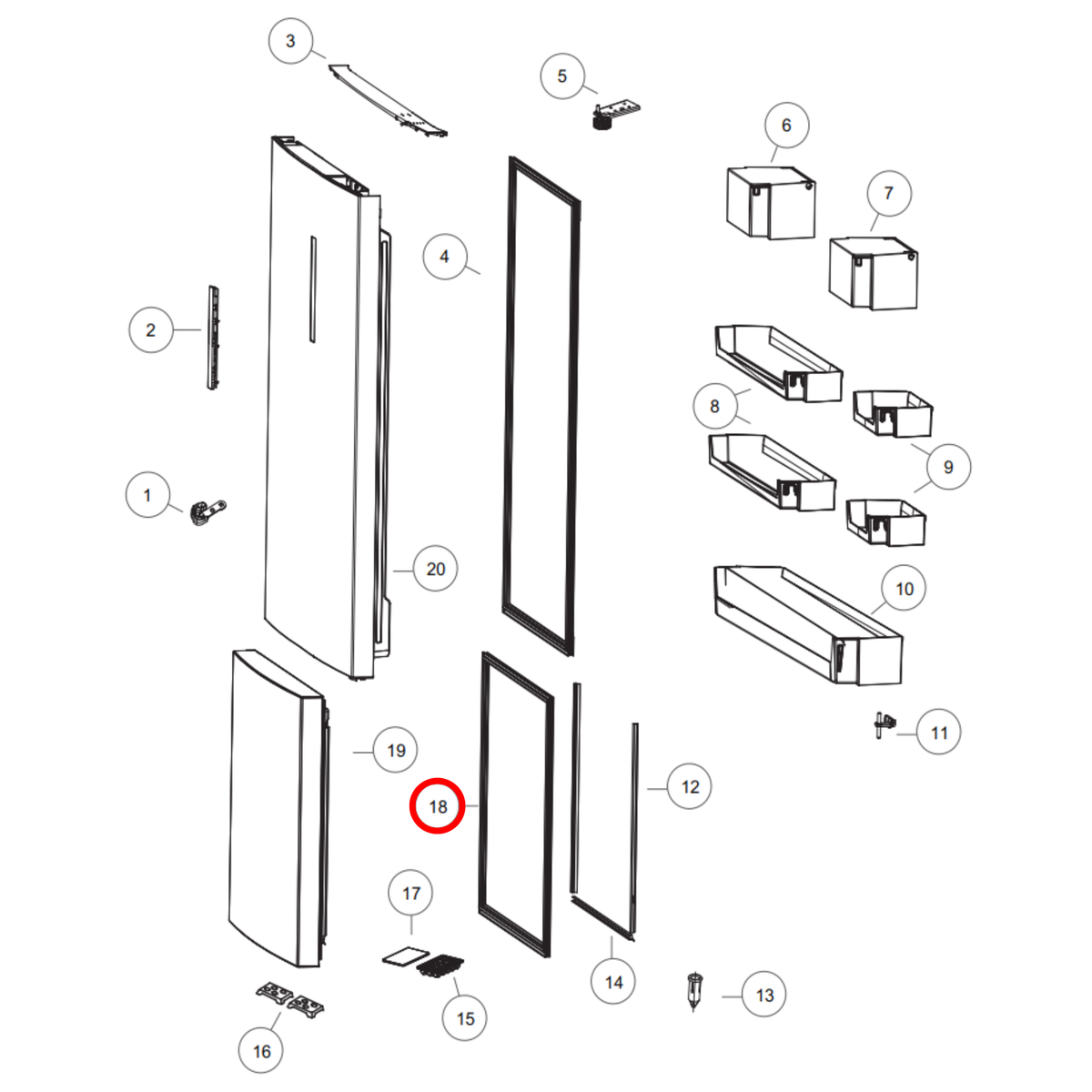 Parts diagram showing H0060851096A for Haier fridge models