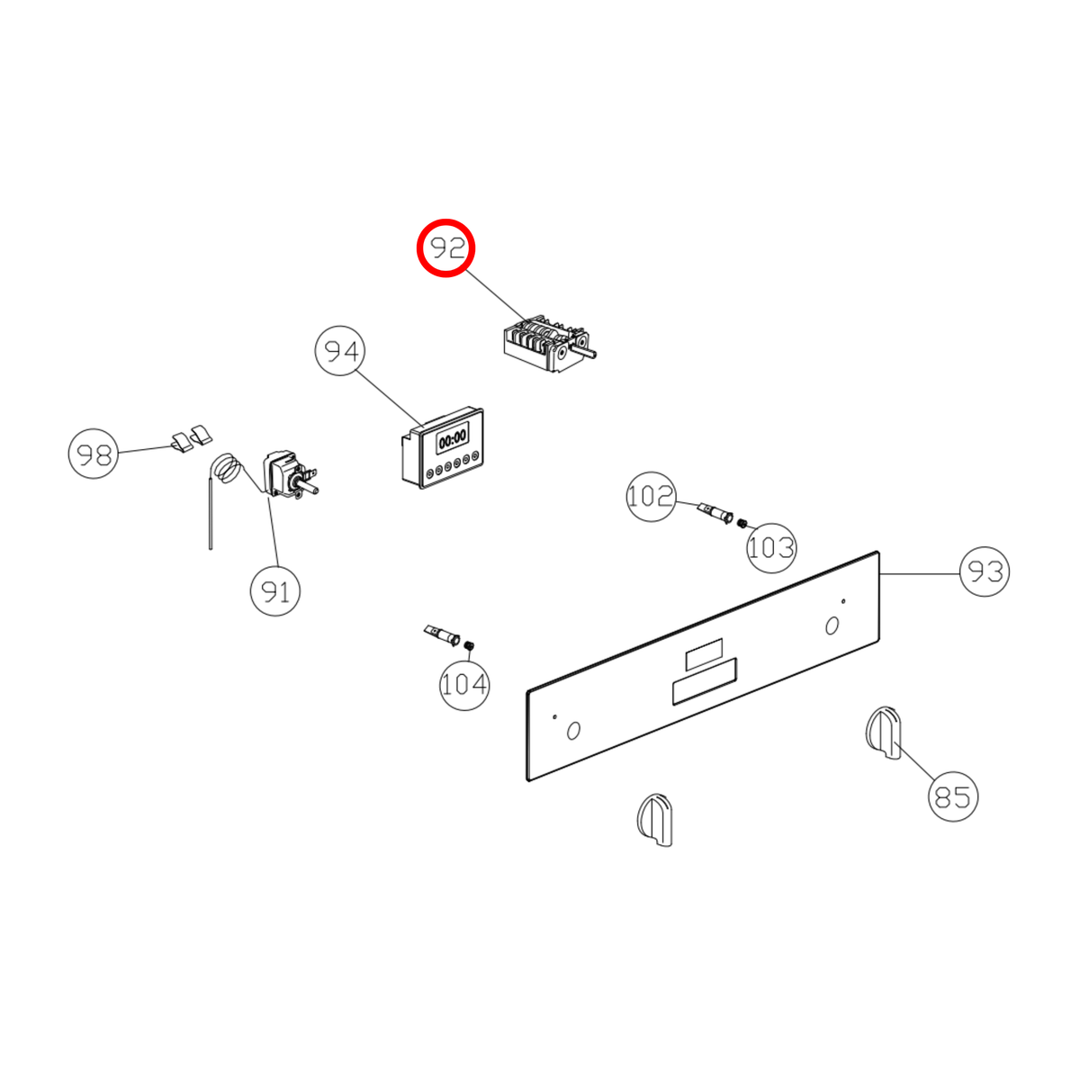 Parts diagram showing 12541770 for Ilve oven models