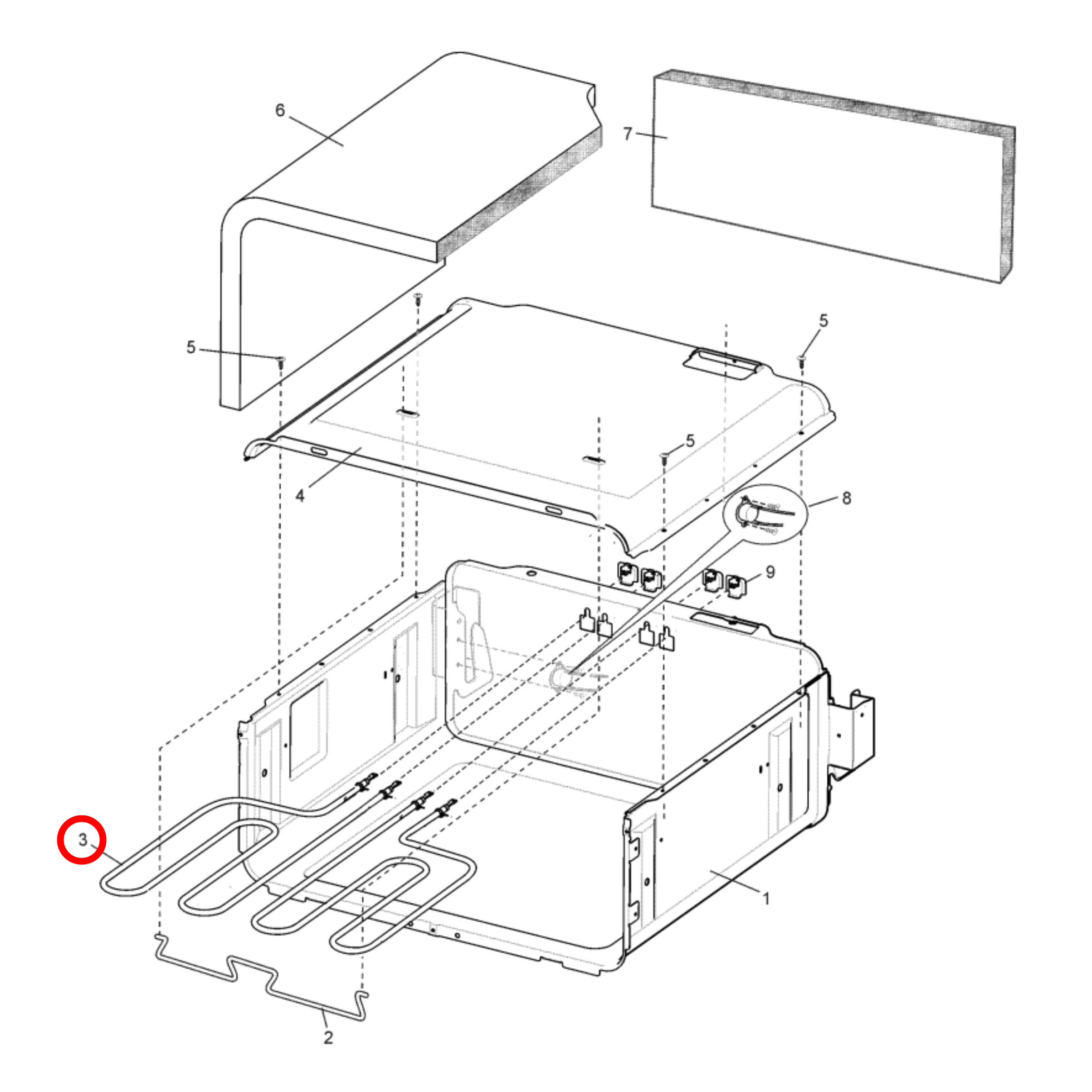 140014178010 Westinghouse Boss Oven Split Grill Element 1100W - A01417801