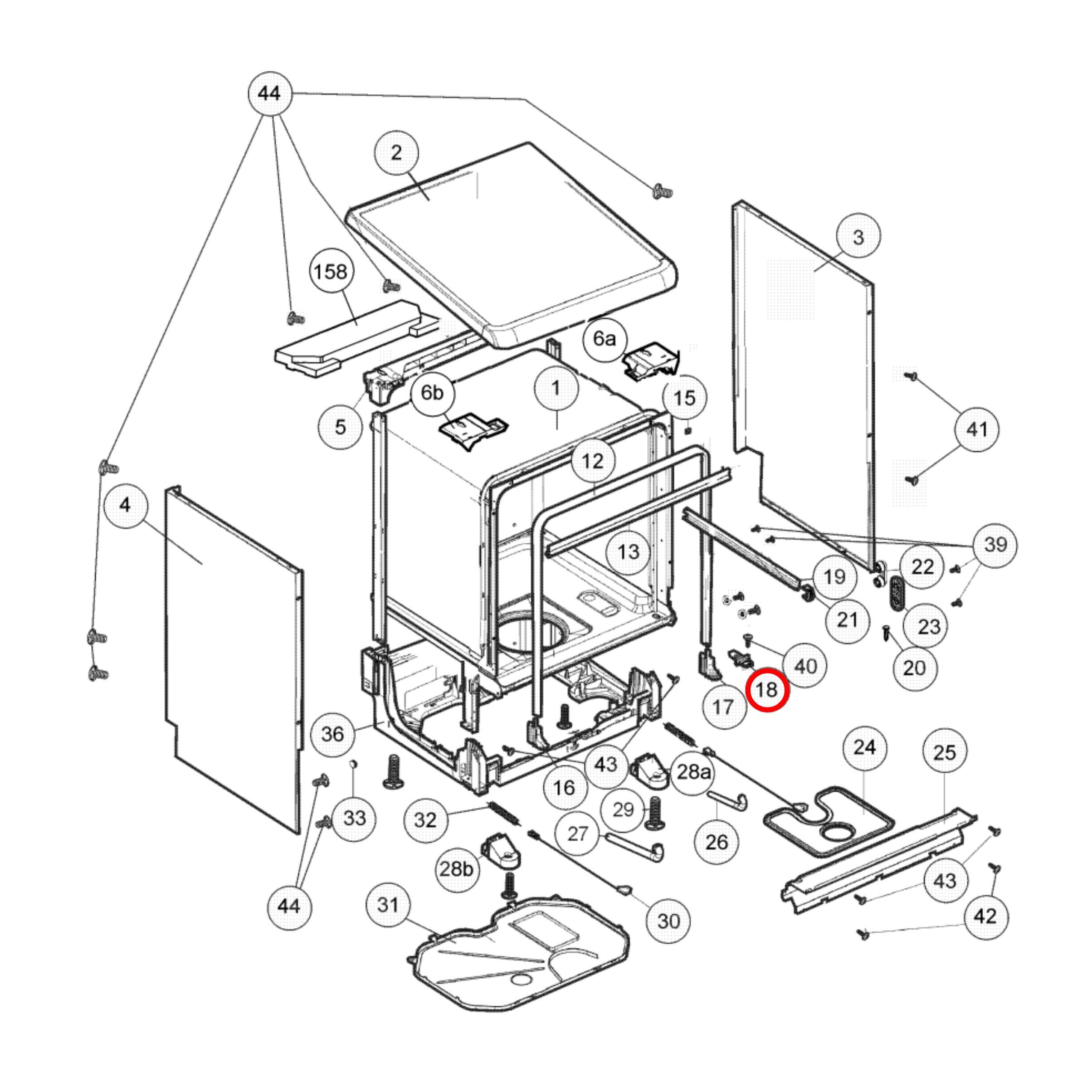 4055895660 Westinghouse Dishwasher Door Latch - 37015415