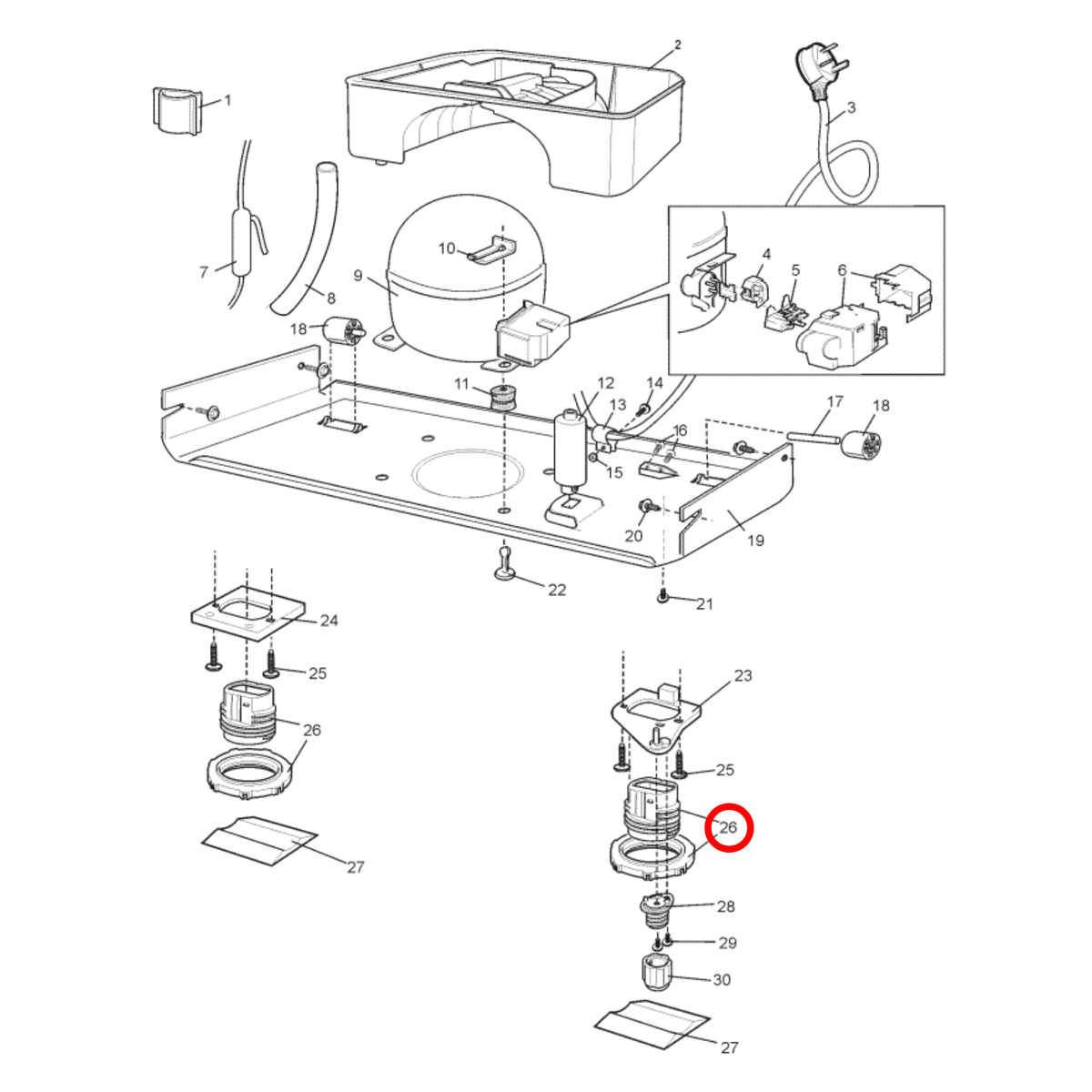 Genuine Electrolux Fridge Adjustable Roller 1760008782 - view 3