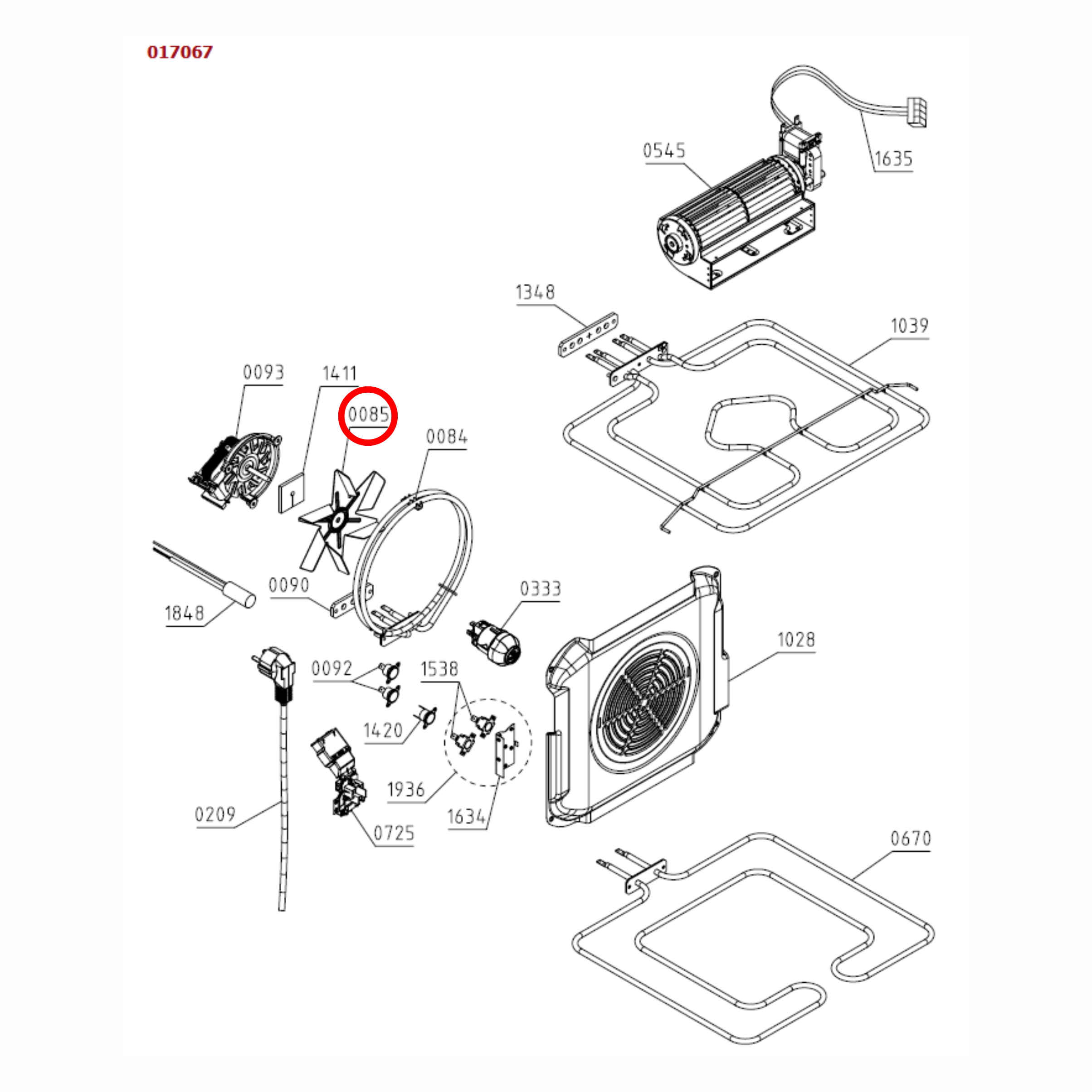 488922 Asko, Gorenje Oven Tubular Fan Forced Heating Element 230V 2100W