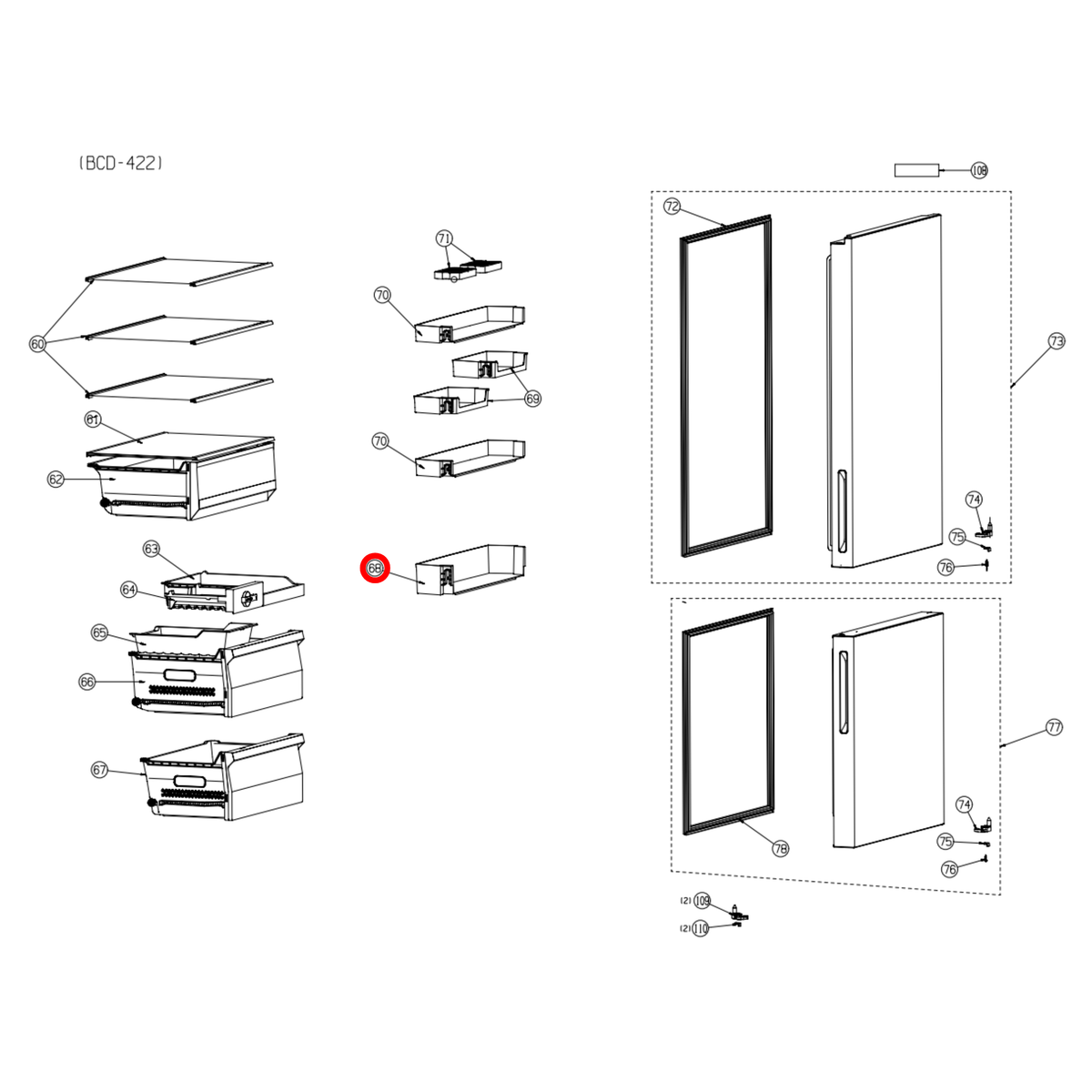Genuine Hisense Fridge Door Bottom Shelf K2179232 - view 4