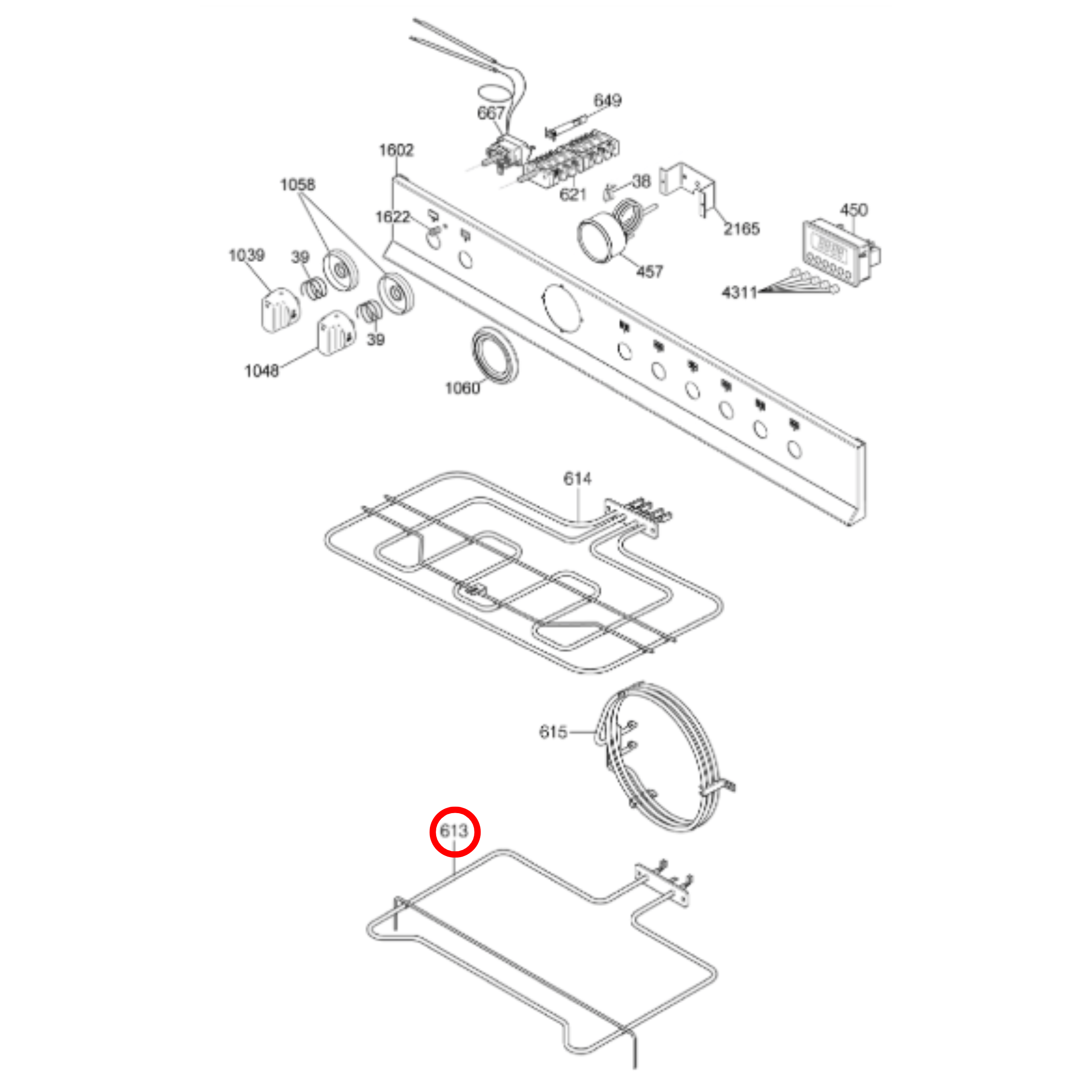 606094 Baumatic, Damani, La Germania Oven Bottom Oven Element 1800W - 606049