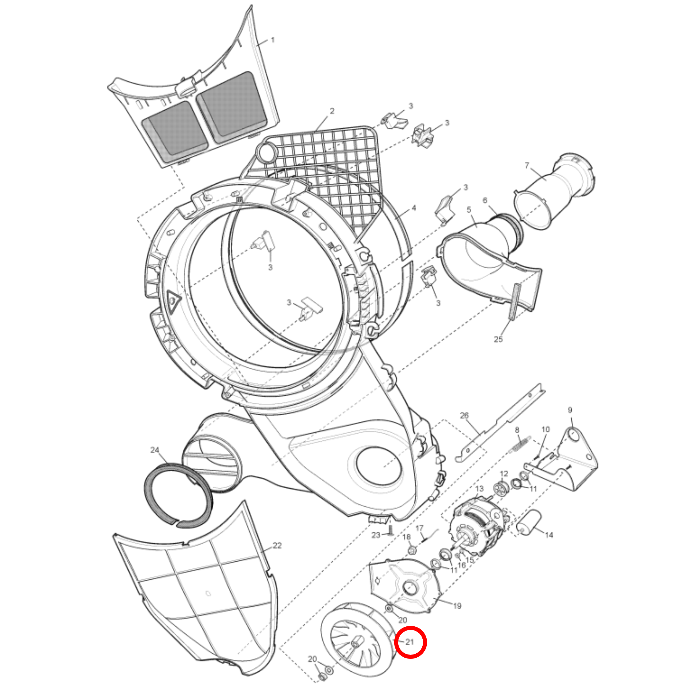 0026377002 Electrolux, Simpson EZI Dryer Fan Blower - 4055574646
