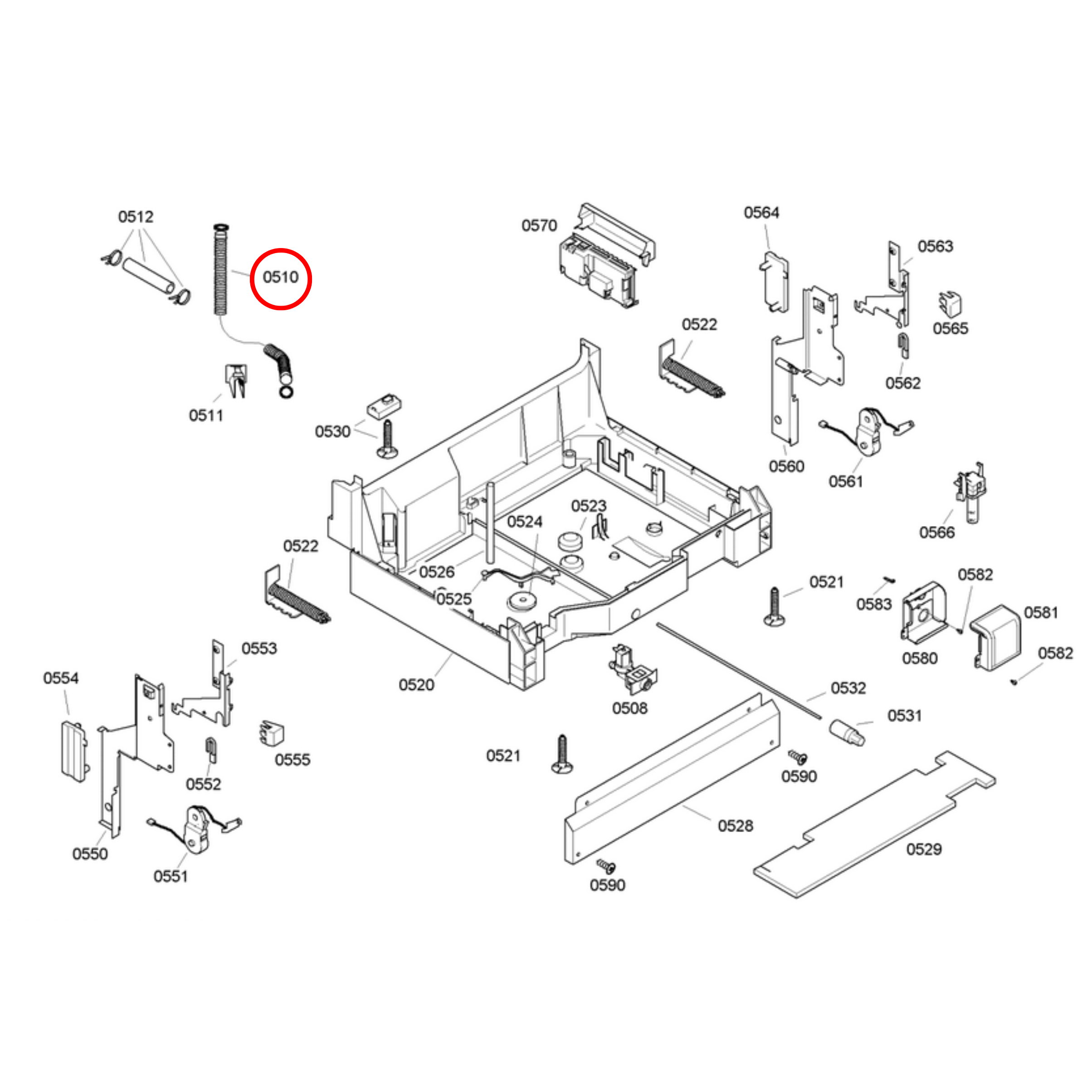 00298564 Bosch Dishwasher Drain Hose - 00284311