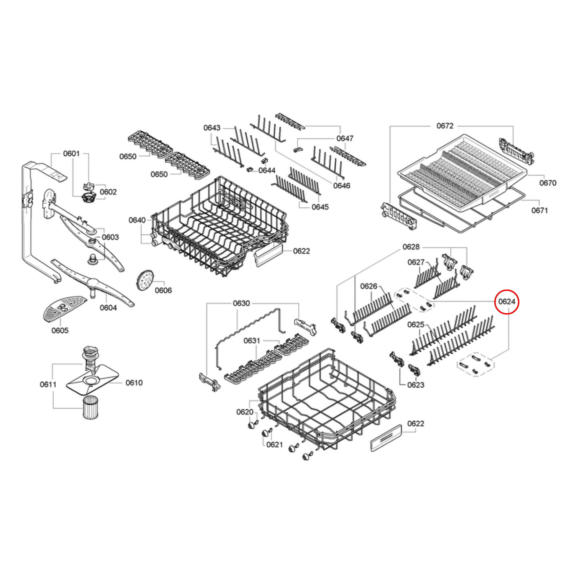 00611472 Bosch, Siemens Dishwasher Lower Rack Clip Kit