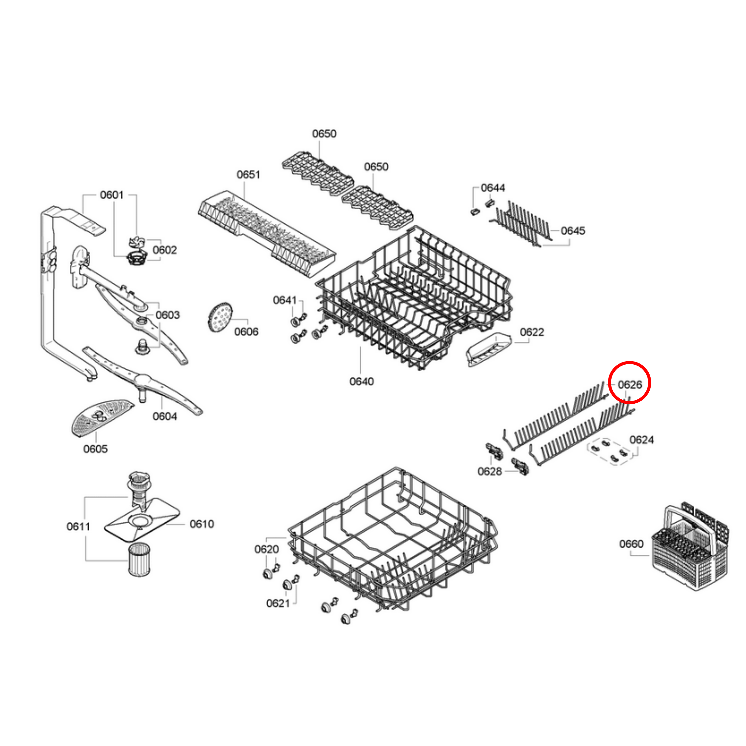 00668360 Bosch Dishwasher Lower Rack Crock Insert