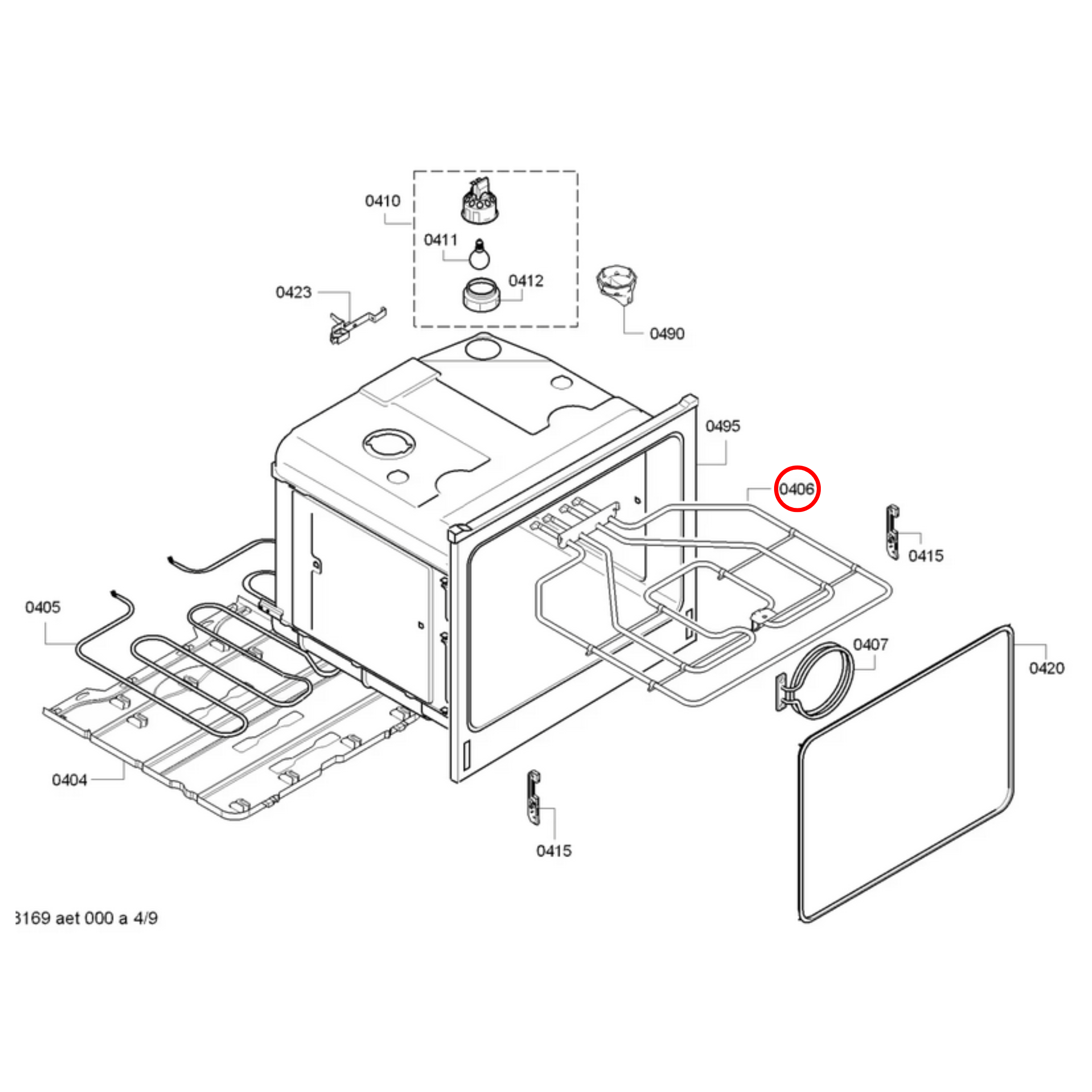 00773539 Bosch Oven Grill Heating Element 2800W - 00748052, 00443501