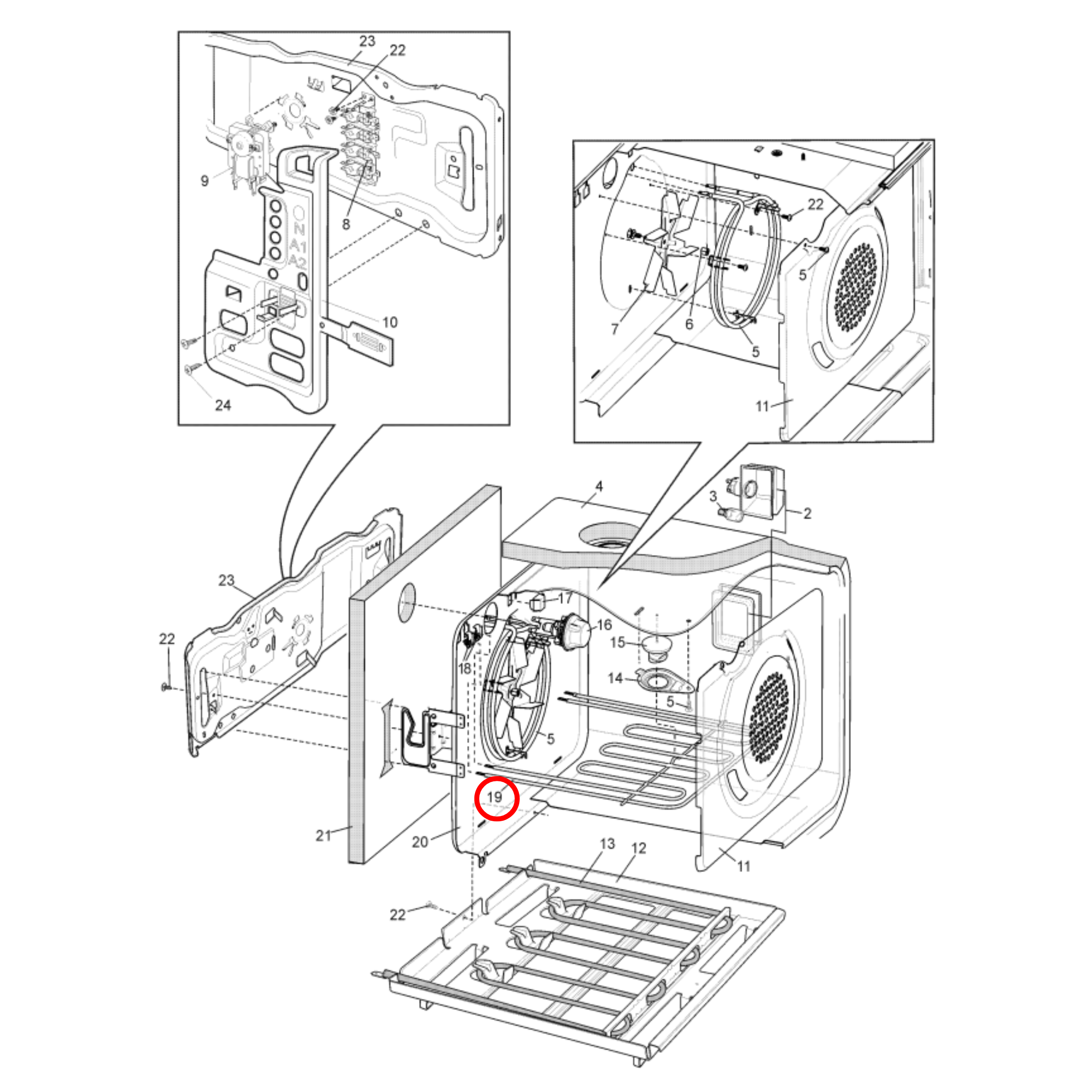 4055549861 Chef, Electrolux, Simpson, Westinghouse Oven Upper Grill Heating Element 3000W - 0122004543