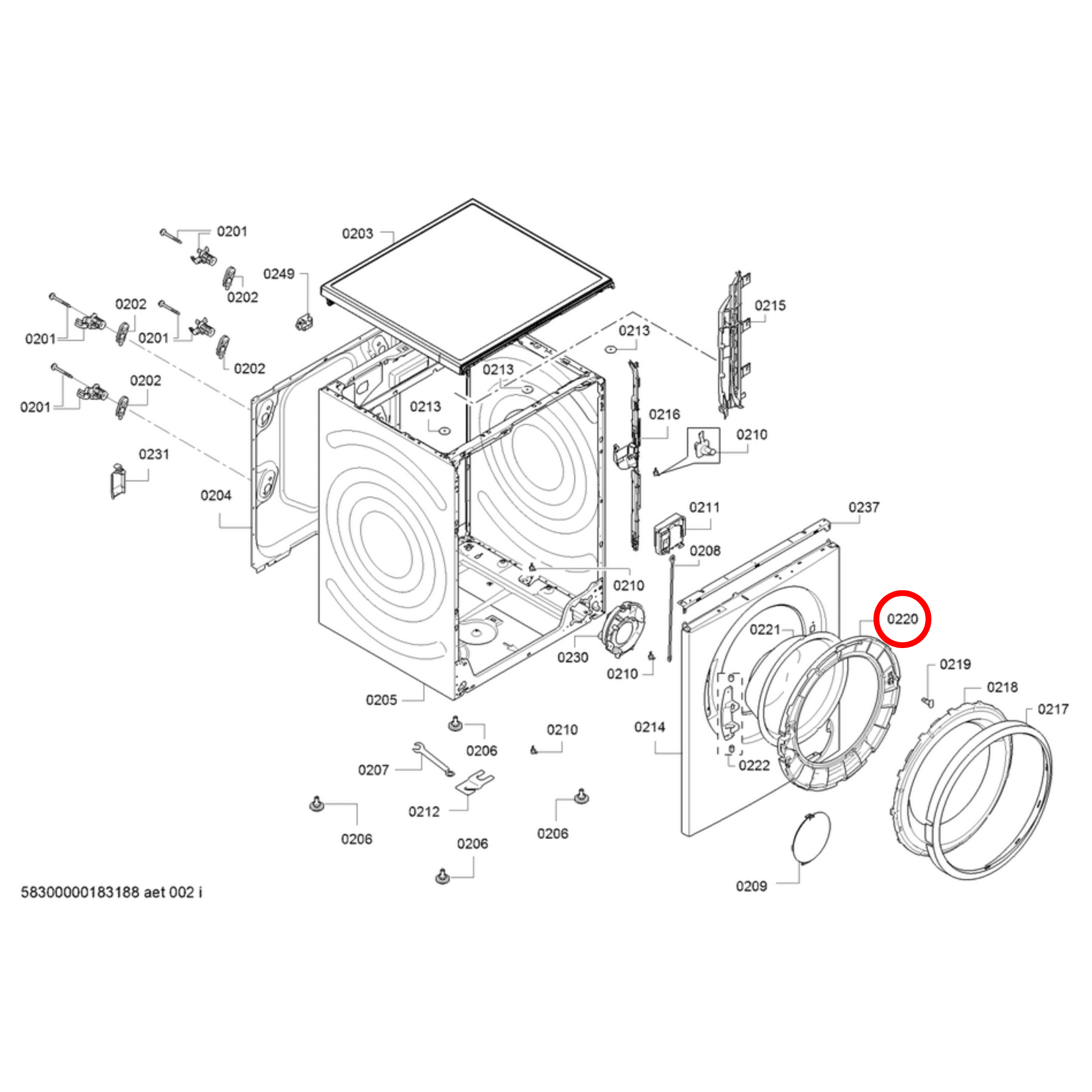 11035685 Bosch Washing Machine Inner Door Frame - 11005098