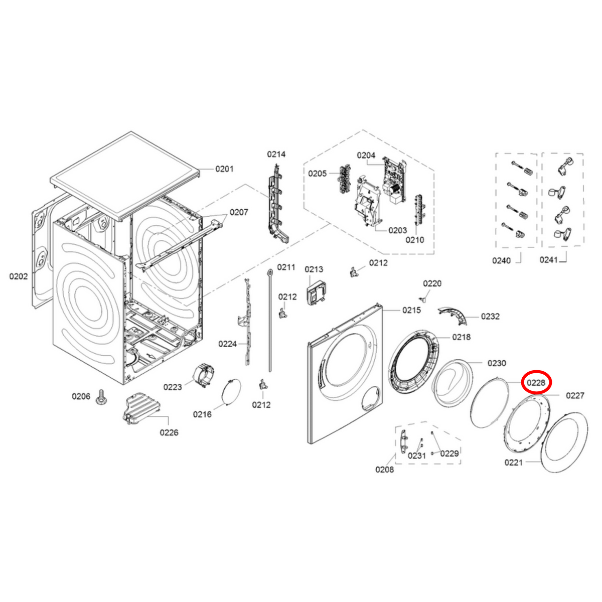 Parts diagram showing 12028544 for Bosch washing machine models