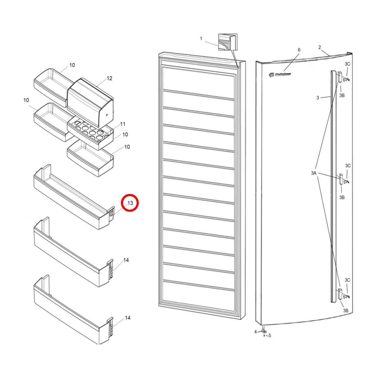 Genuine Electrolux Fridge Middle Door Shelf 140008047080 - view 4