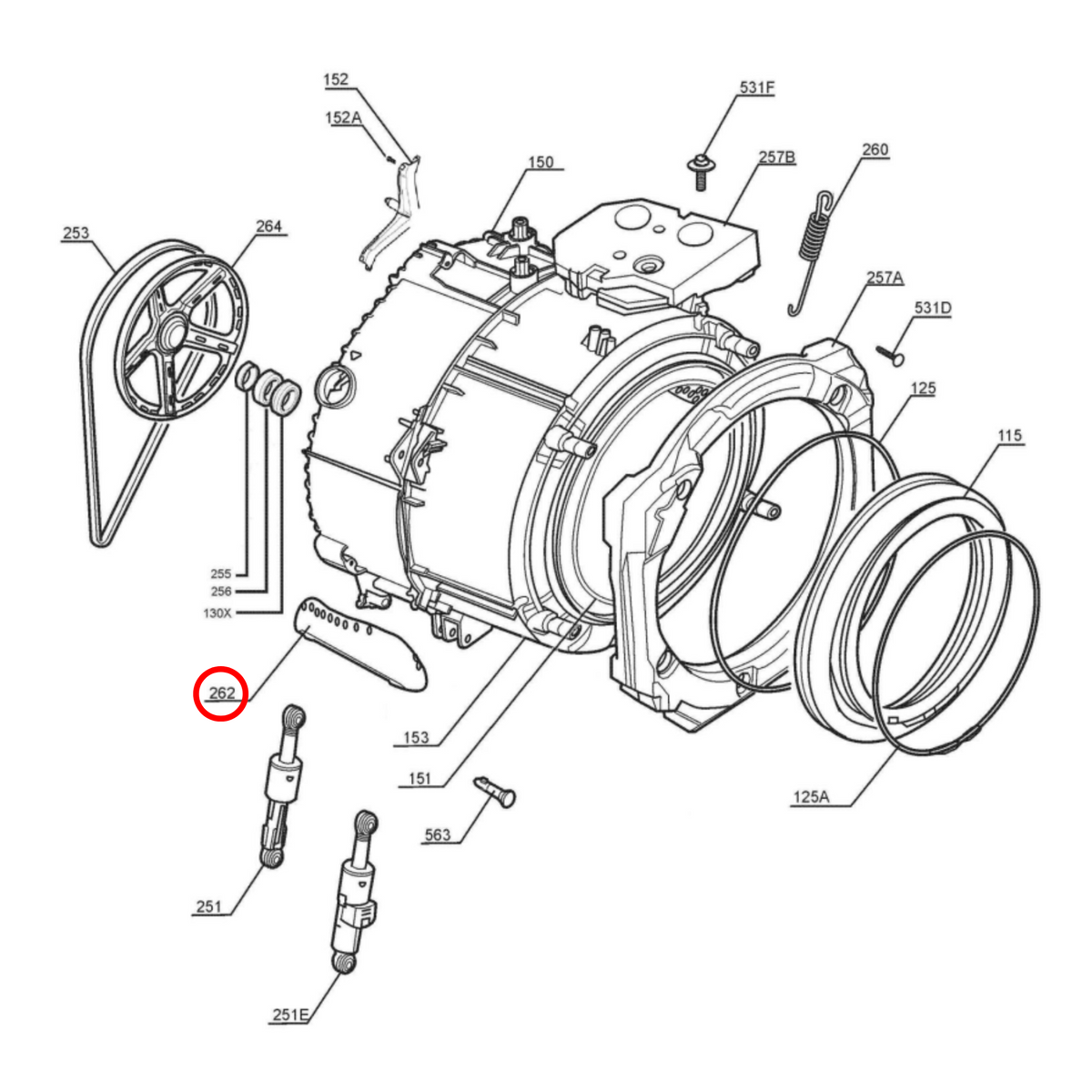 140021646017 Electrolux, Westinghouse Front Load Washing Machine Drum Lifter - A02164601