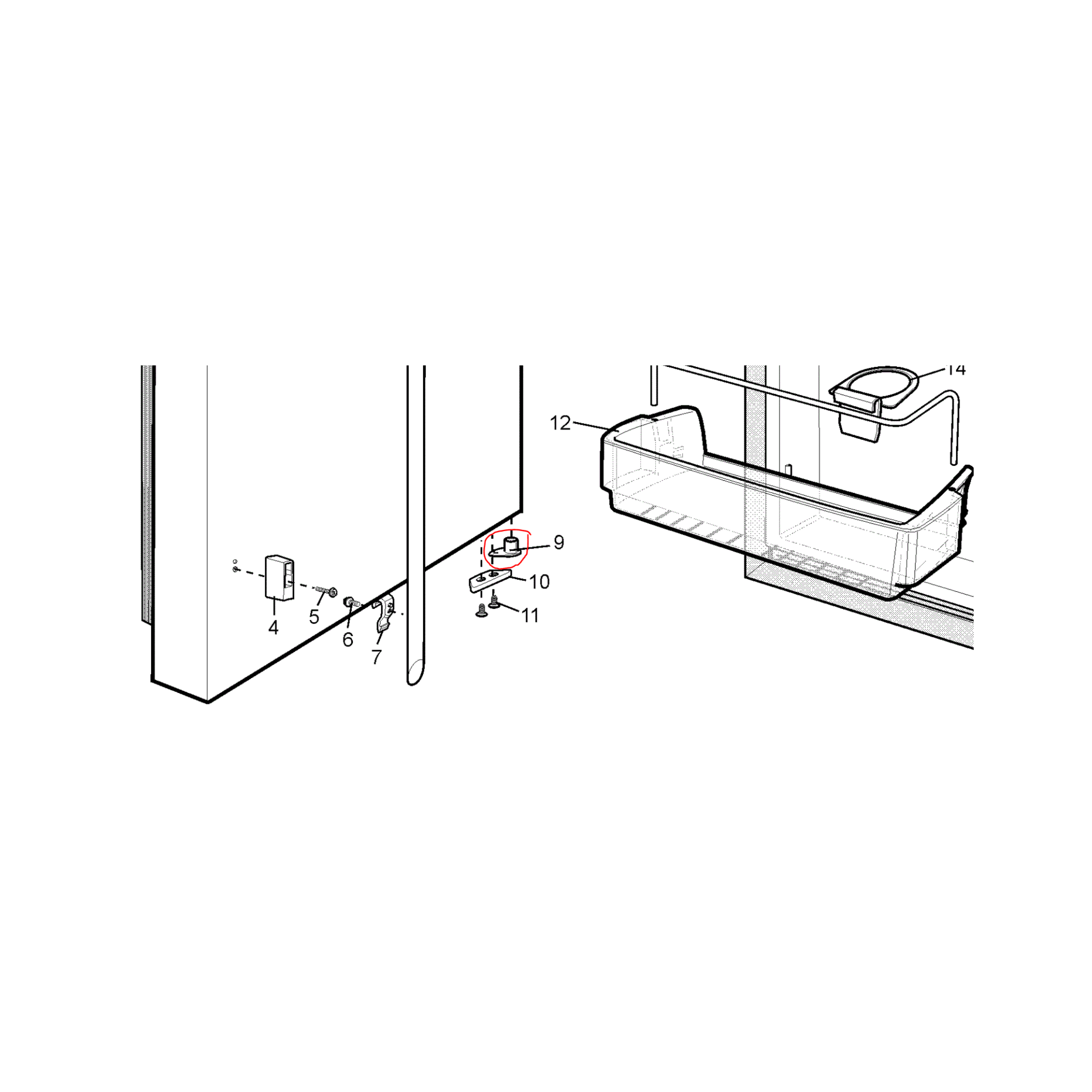 1760008621 Electrolux, Westinghouse Fridge Door Close Thimble Big - 1445795, 1445804