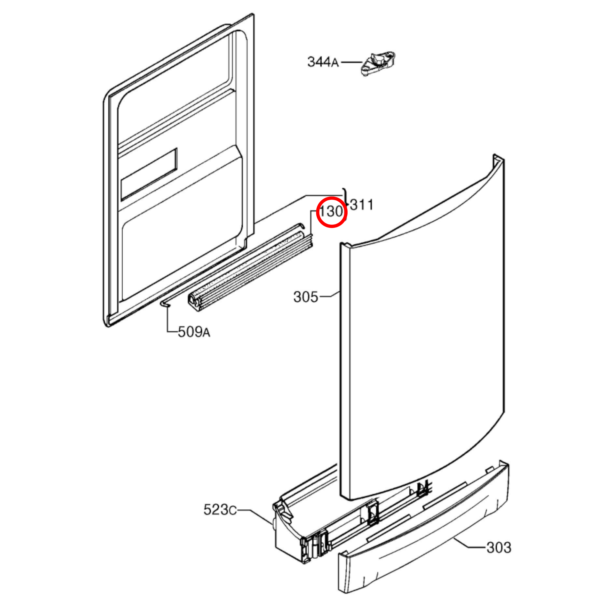 1527401002 AEG, Dishlex, Westinghouse Dishwasher Door Bottom Seal