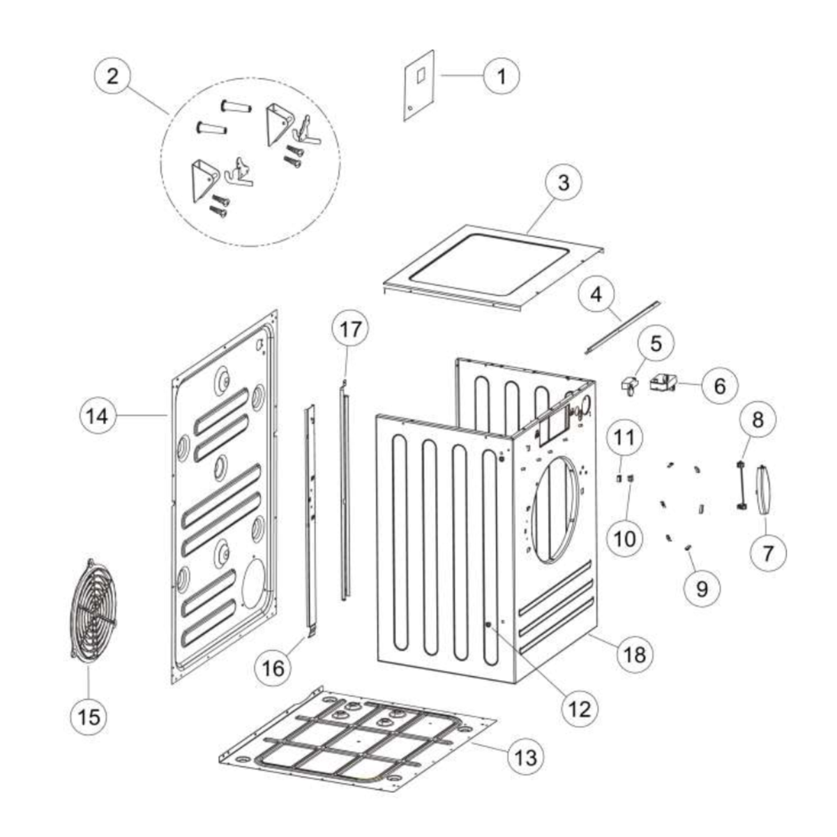 Parts diagram showing 410128 for Haier dryer models
