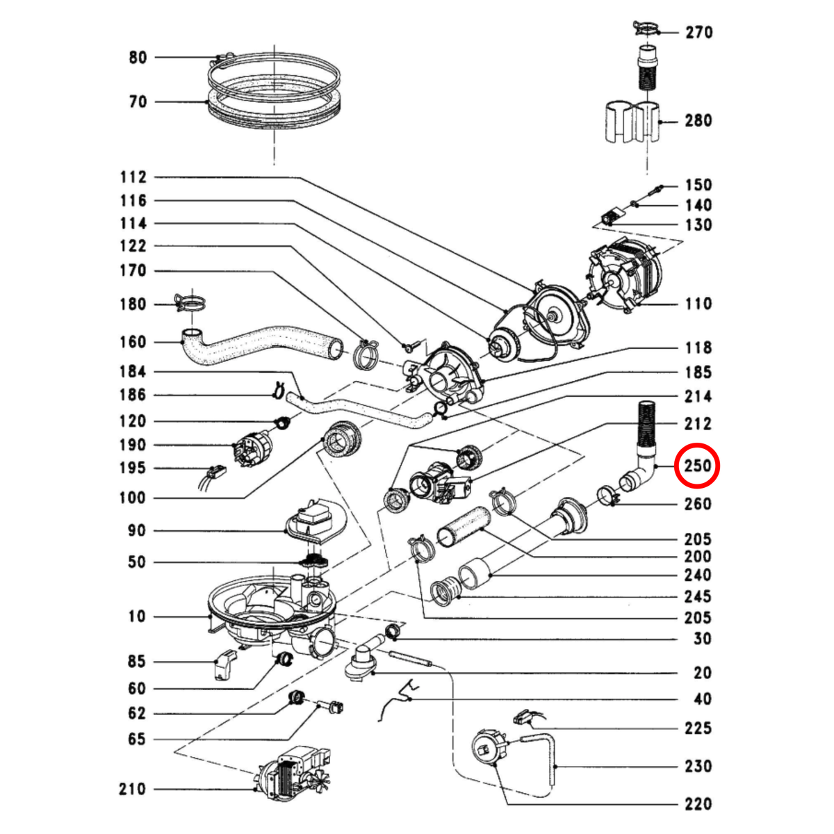 Parts diagram showing 9706850 for dishwasher models