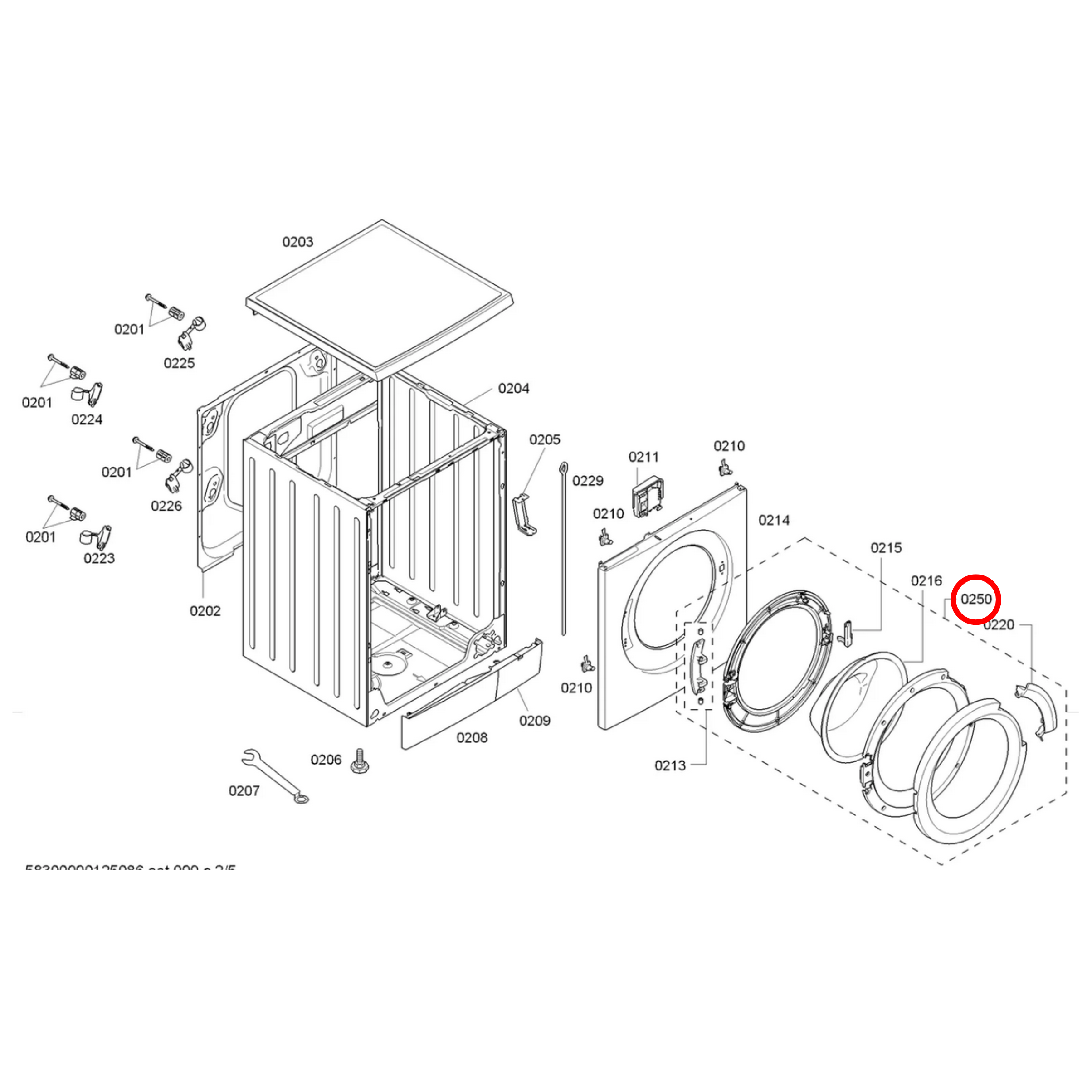 00704287 Bosch Washing Machine Complete Door Assembly - 00746216