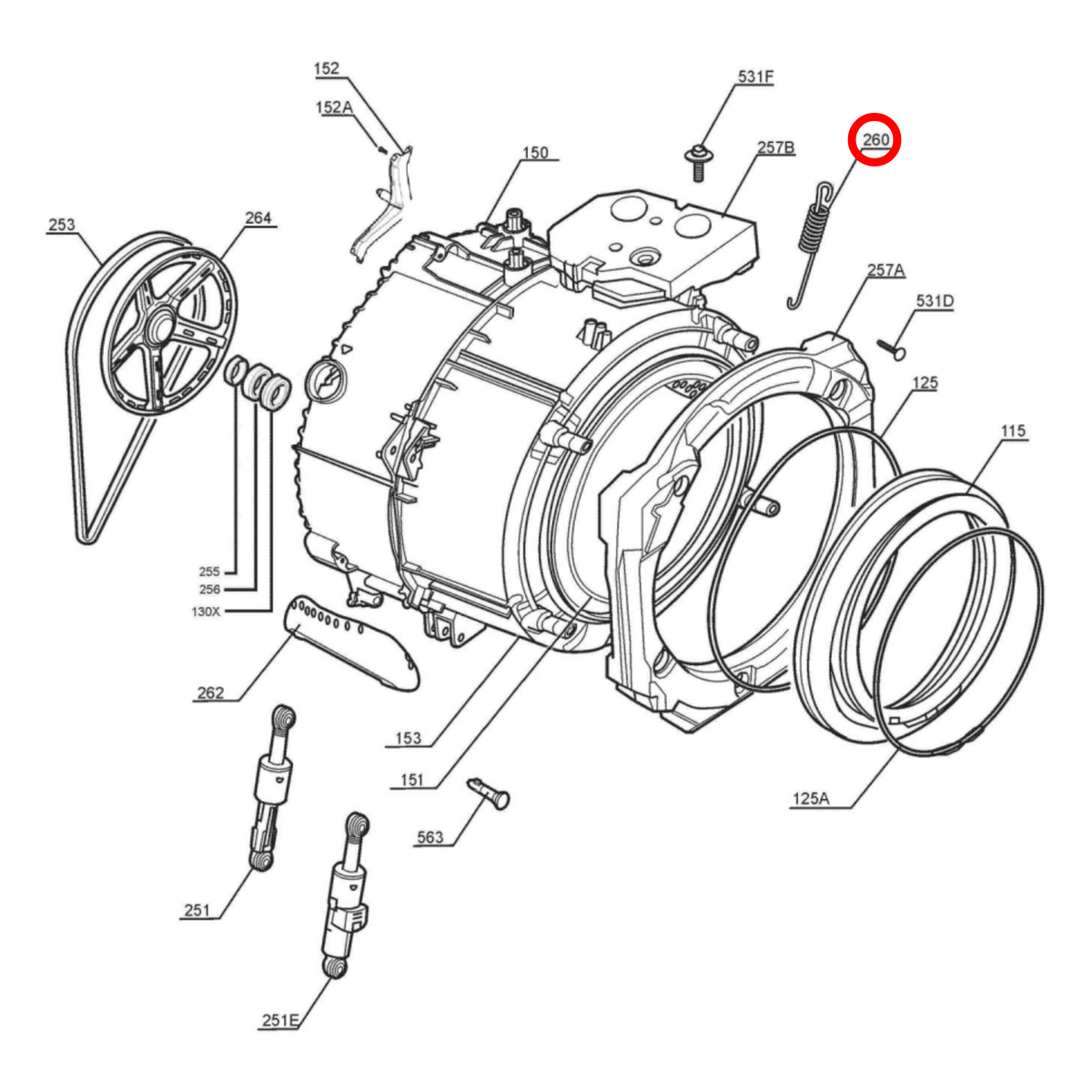 1327684005 AEG, Electrolux Washing Machine Tub Suspension Spring - image 2