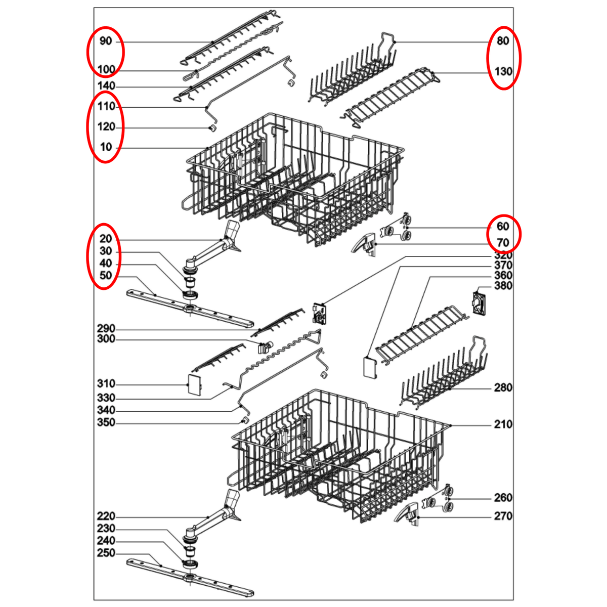Parts diagram showing 10094941 for Miele dishwasher models