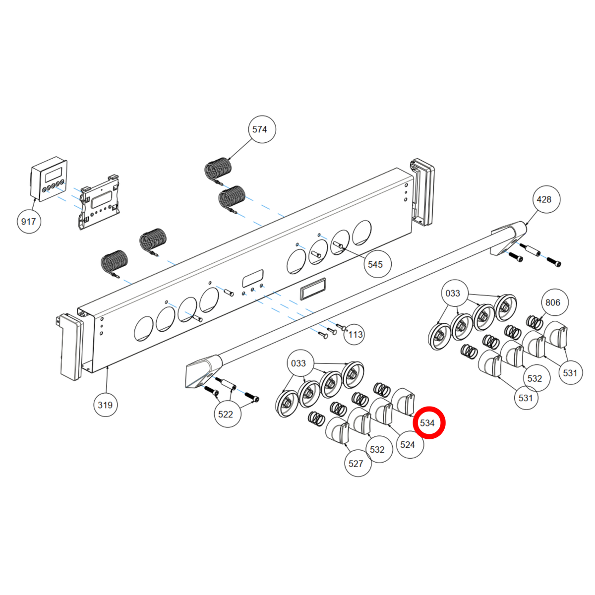 Parts diagram showing 082585724 for Belling oven models